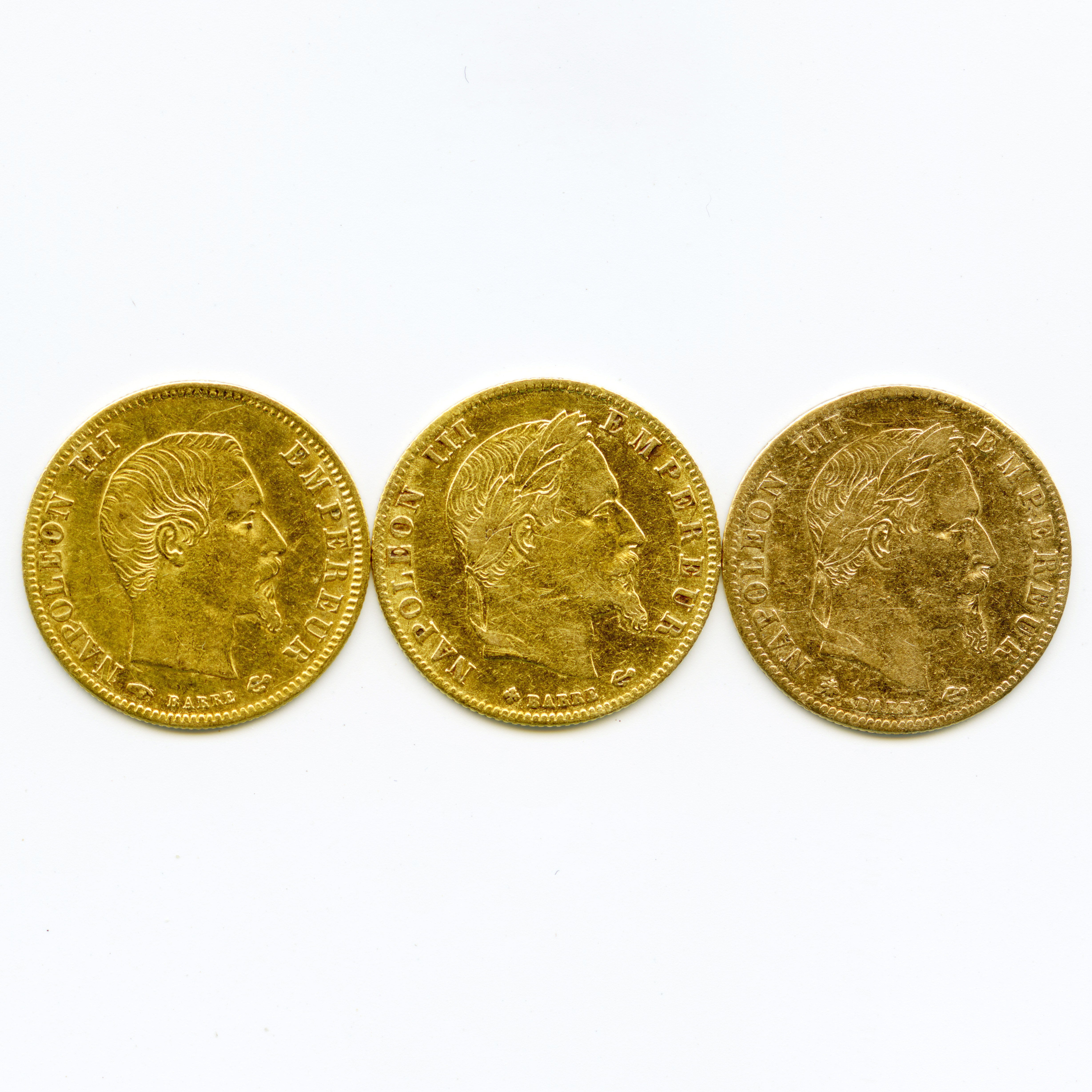 5 Francs Or - Lot de 3 Monnaies avers
