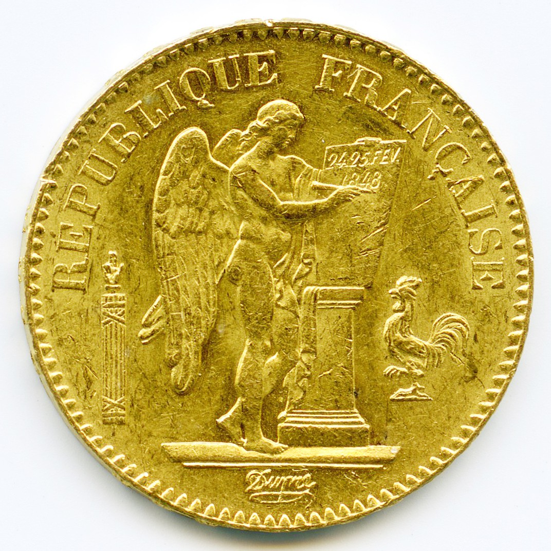 20 Francs - Génie - 1849 A avers