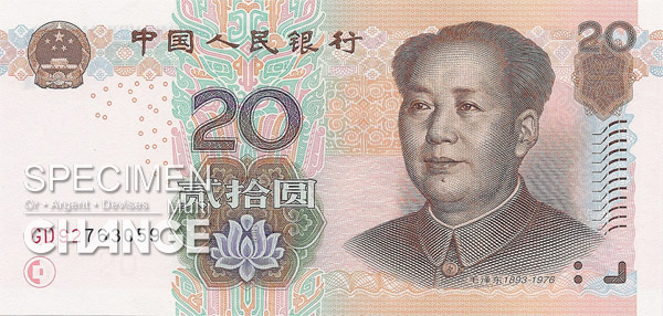 20 yuans chinois (CNY)