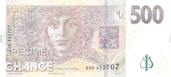 500 couronnes tchèques (CZK) 500 couronnes tchèques (CZK)