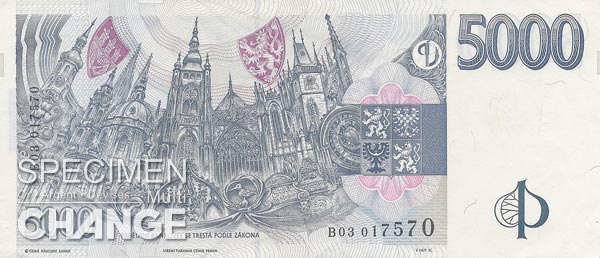 5.000 couronnes tchèques (CZK) 5.000 couronnes tchèques (CZK)