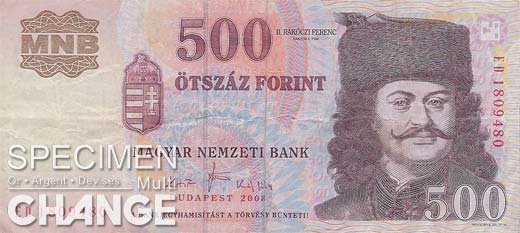 500 forints hongrois (HUF) 500 forints hongrois (HUF)