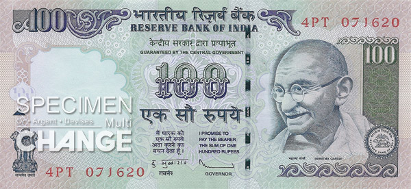 100 roupies indiennes (INR) 100 roupies indiennes (INR)