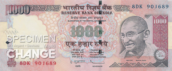1.000 roupies indiennes (INR)