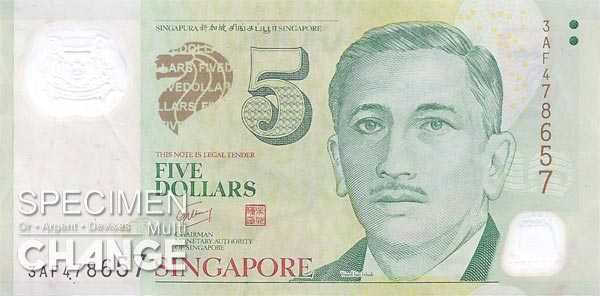 5 dollars singapouriens (SGD)