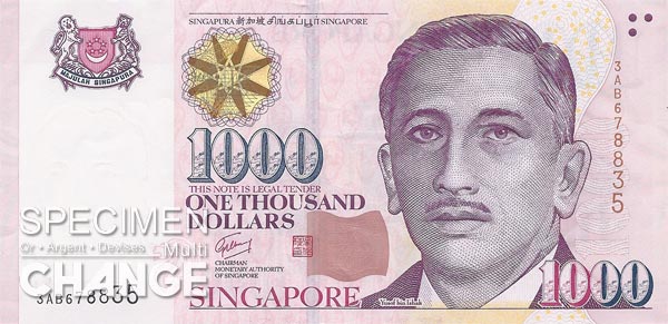 1.000 dollars singapouriens (SGD)