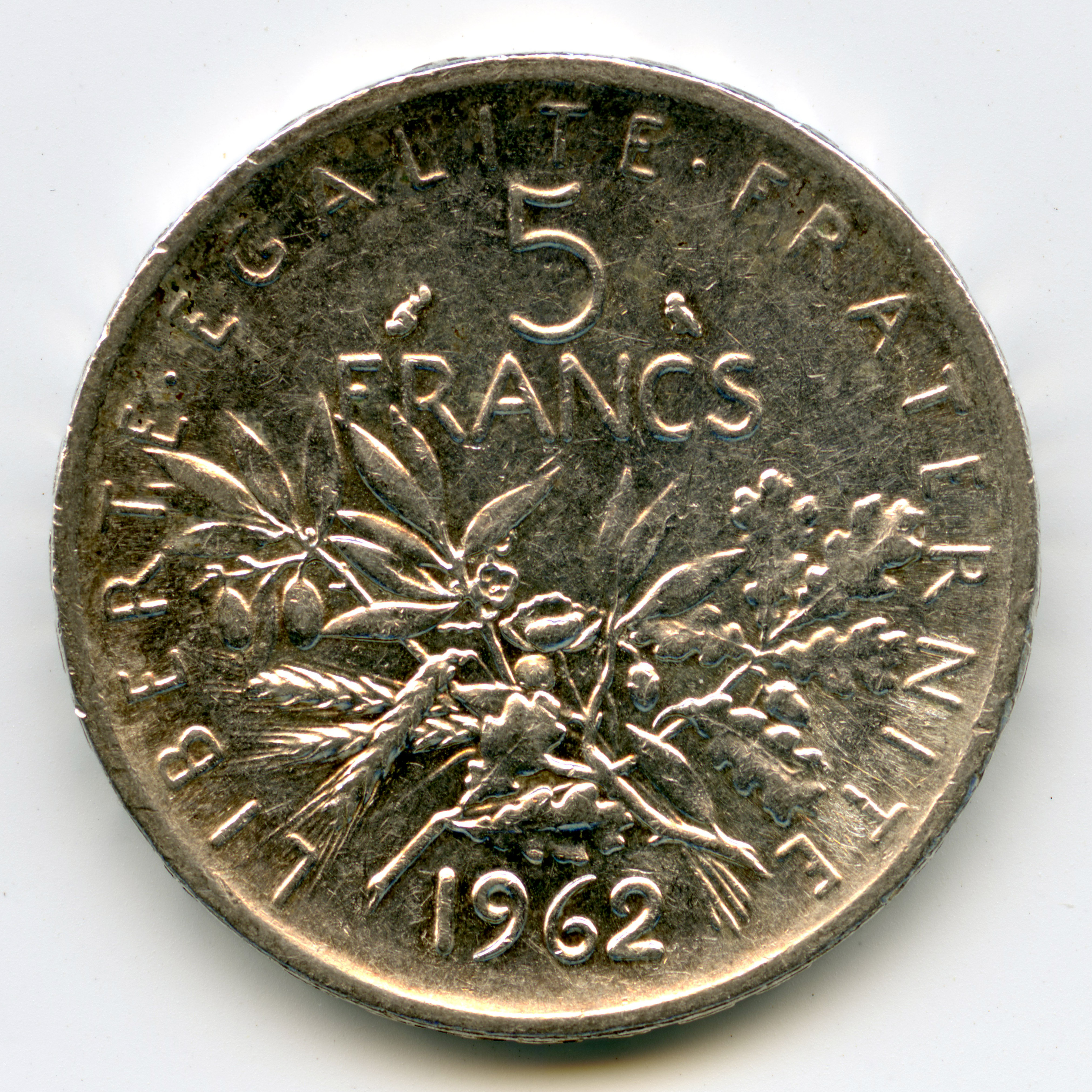 5 francs Semeuse revers 5 francs Semeuse revers