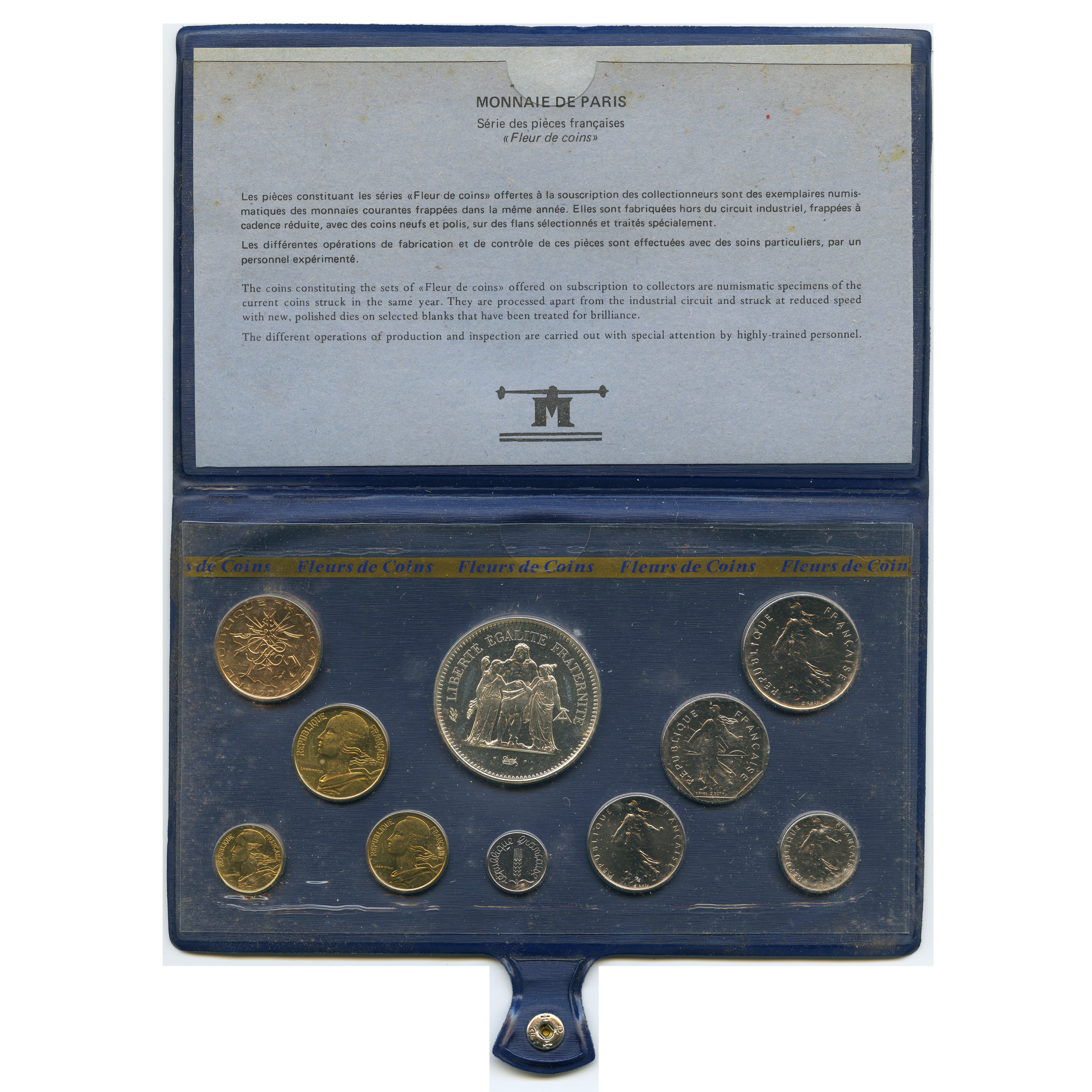 Coffret FDC - Monnaie De Paris - 1979 revers Coffret FDC - Monnaie De Paris - 1979 revers