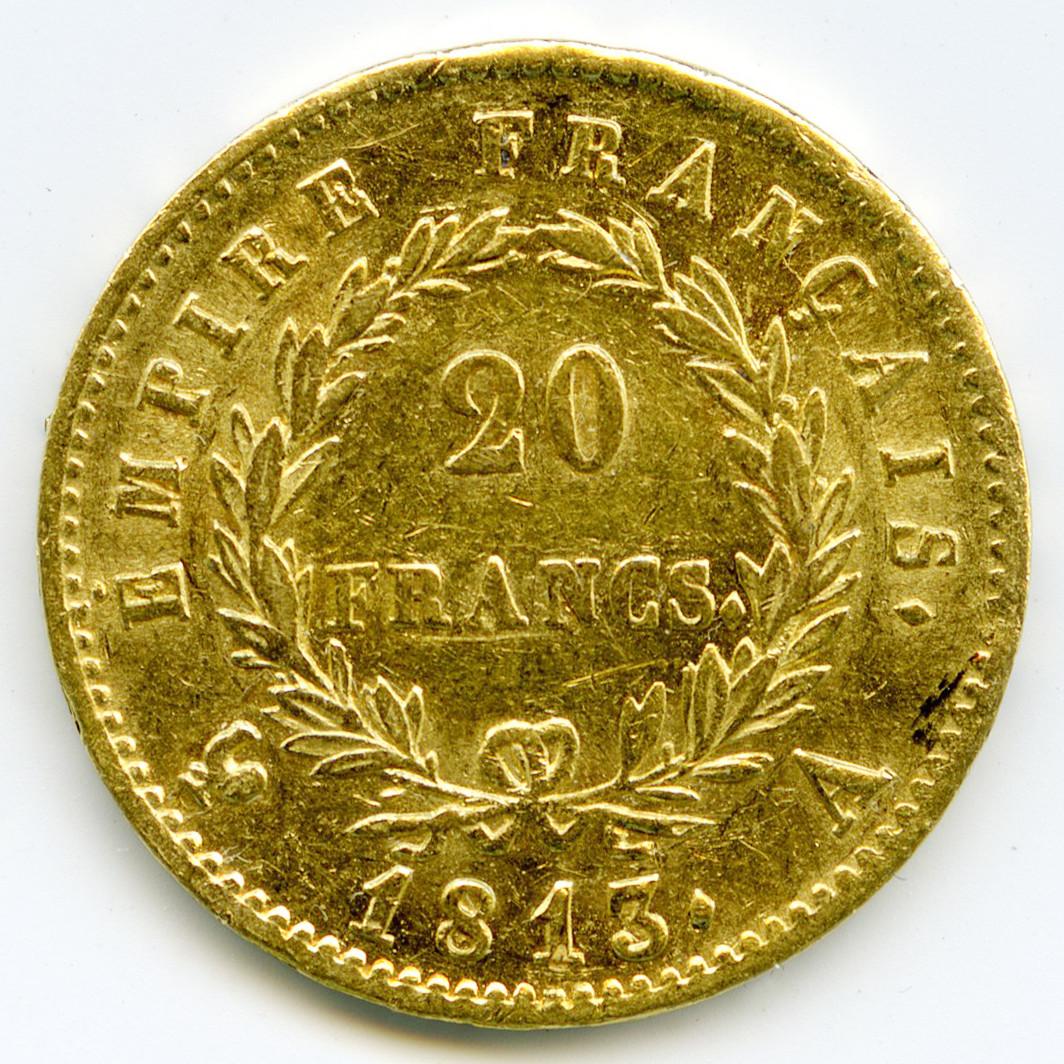Napoléon Ier - 20 Francs - 1813 A revers Napoléon Ier - 20 Francs - 1813 A revers