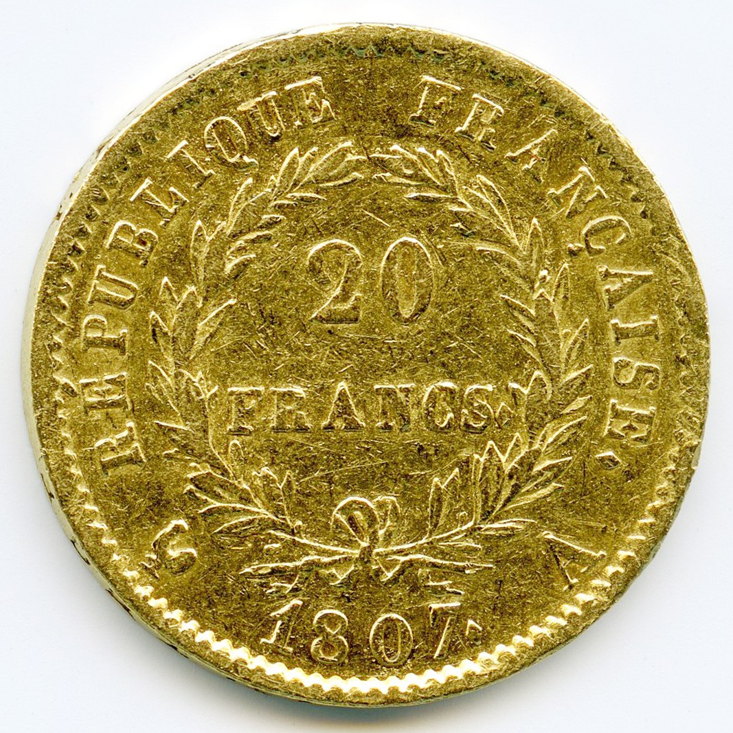 Napoléon Ier - 20 Francs - 1807 A revers