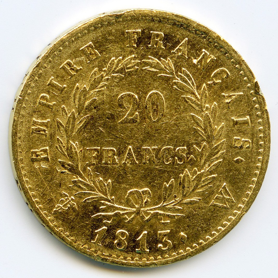 Napoléon Ier - 20 Francs - 1813 W revers Napoléon Ier - 20 Francs - 1813 W revers