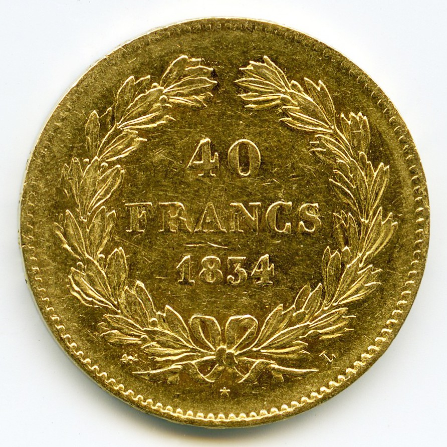 Louis-Philipe I - 40 Francs - 1834 L revers