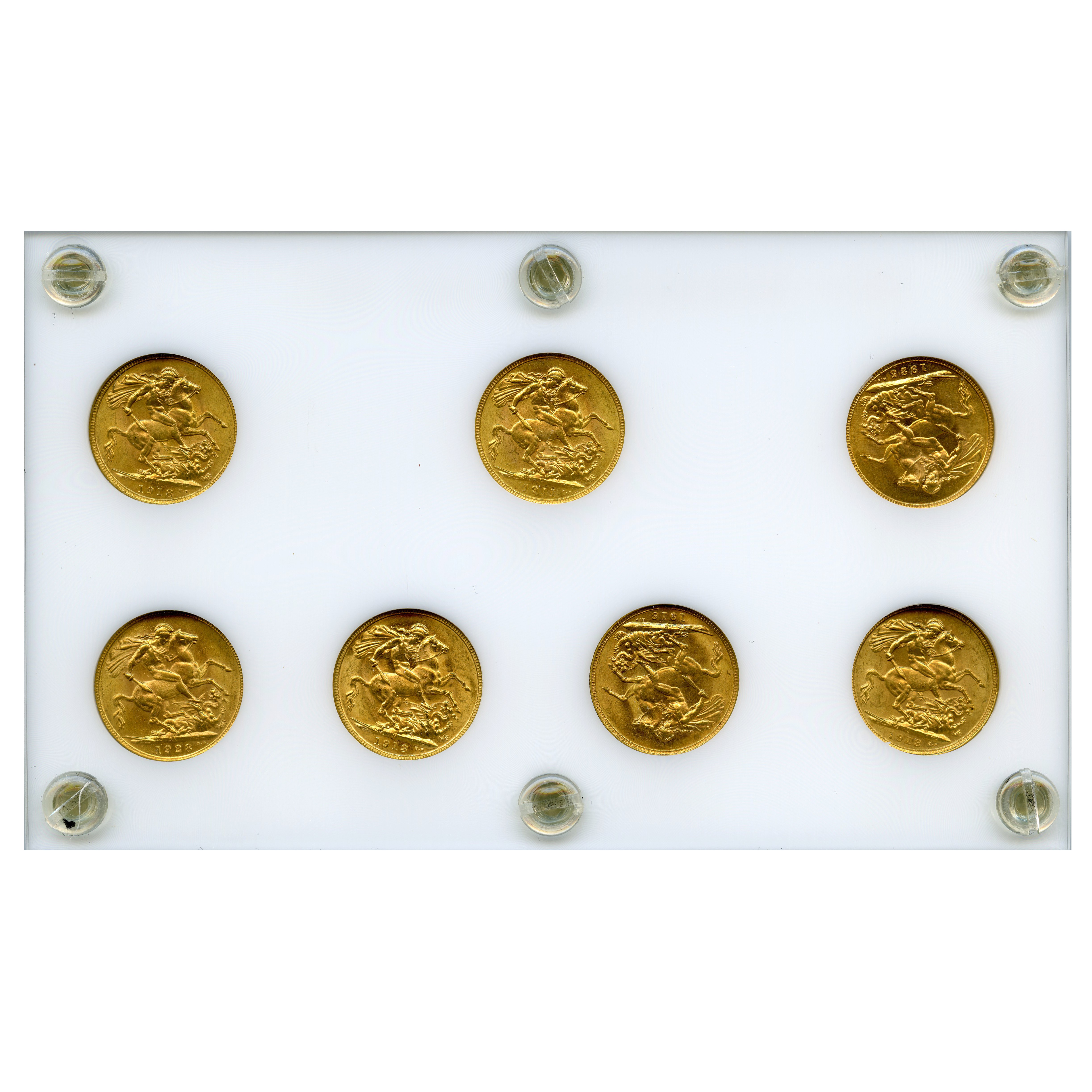 Grande-Bretagne - Coffret de 7 Souverains revers Grande-Bretagne - Coffret de 7 Souverains revers