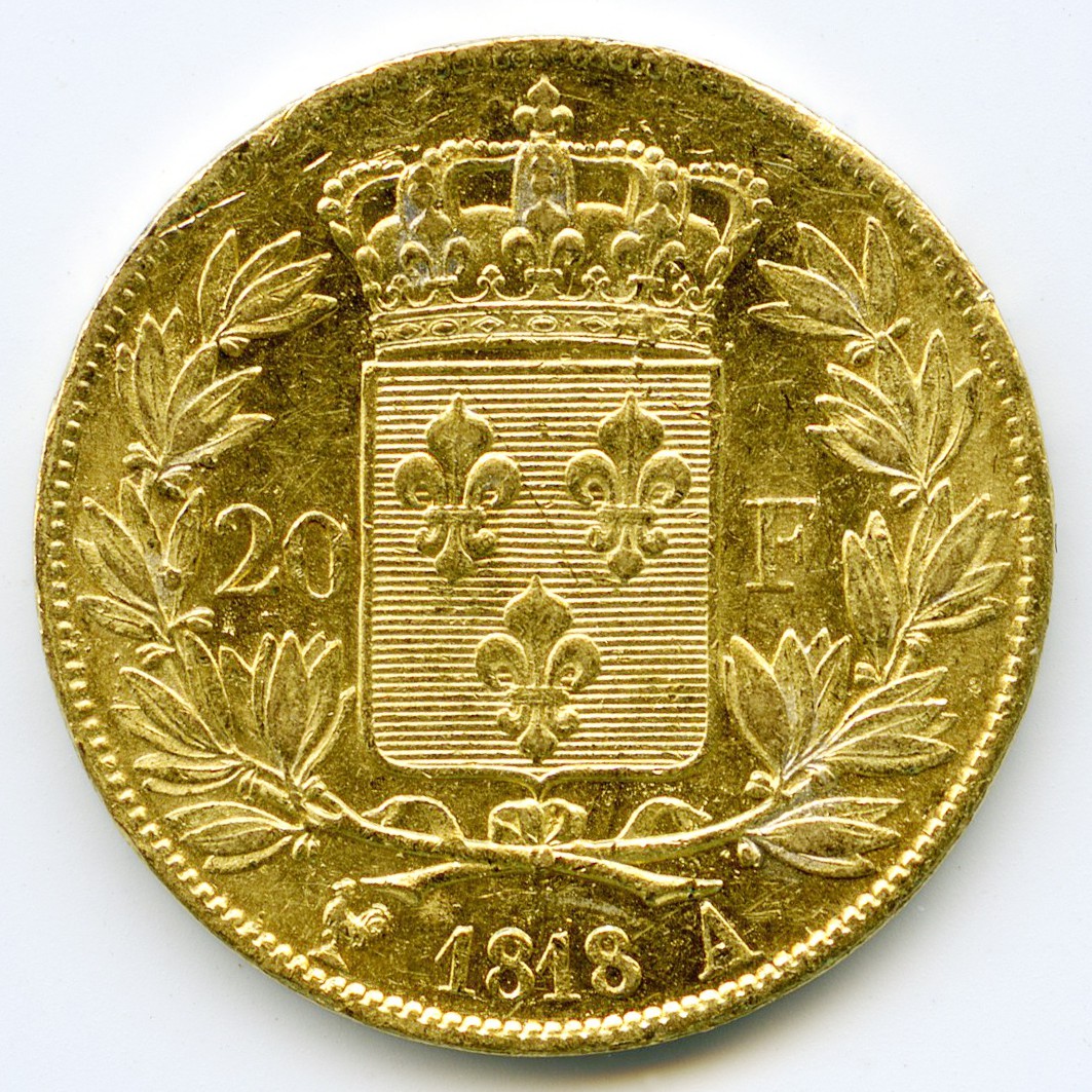 Louis XVIII - 20 Francs - 1818 A revers