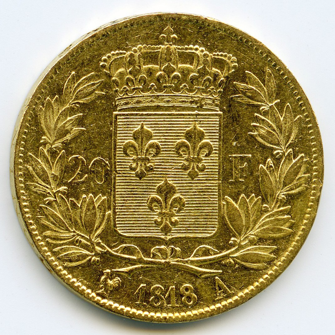 Louis XVIII - 20 Francs - 1818 A revers