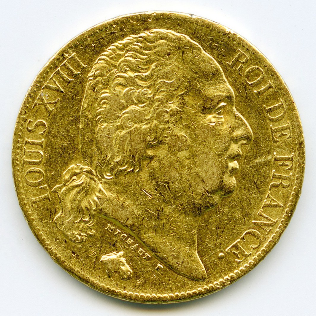Louis XVIII - 20 Francs - 1819 A avers Louis XVIII - 20 Francs - 1819 A avers
