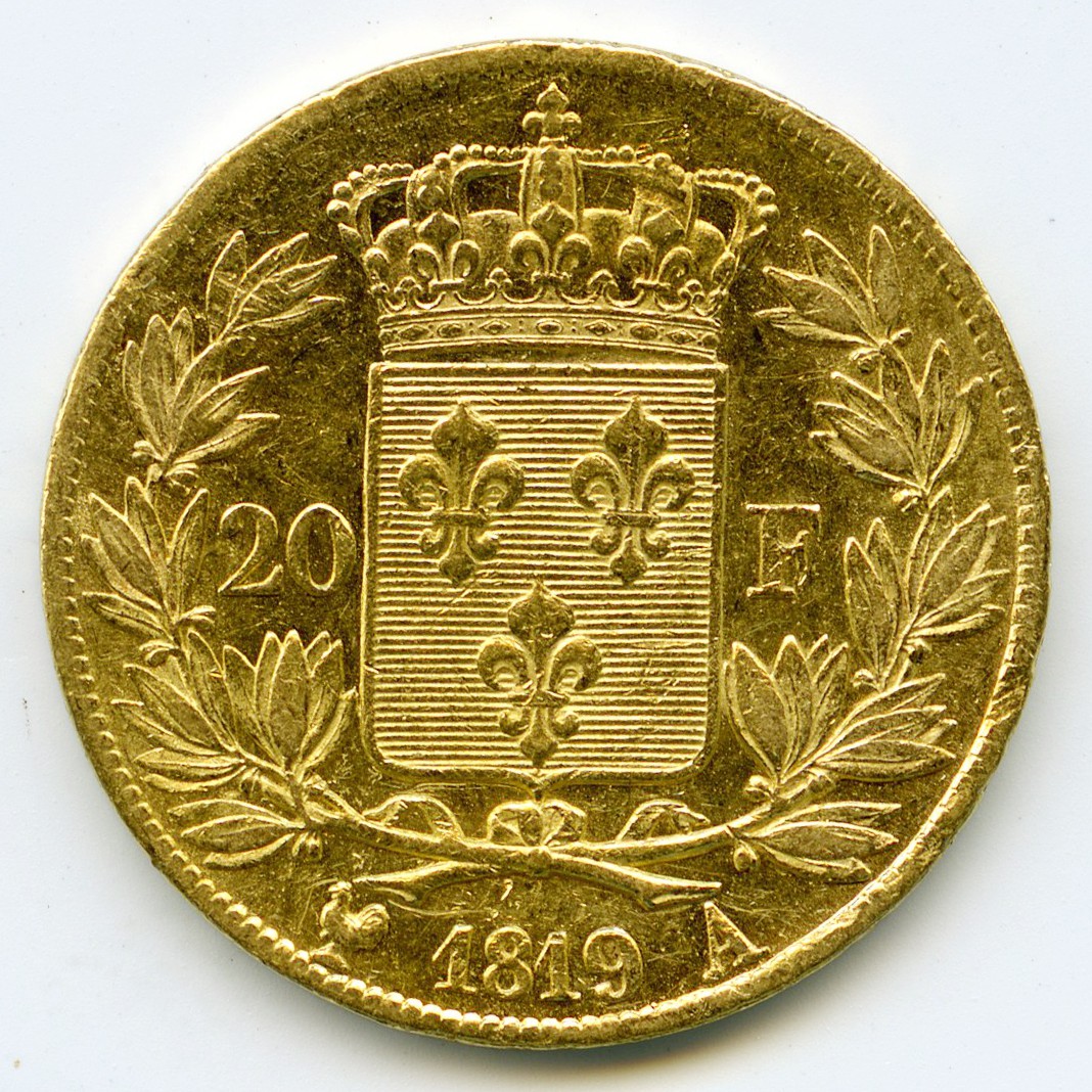 Louis XVIII - 20 Francs - 1819 A revers