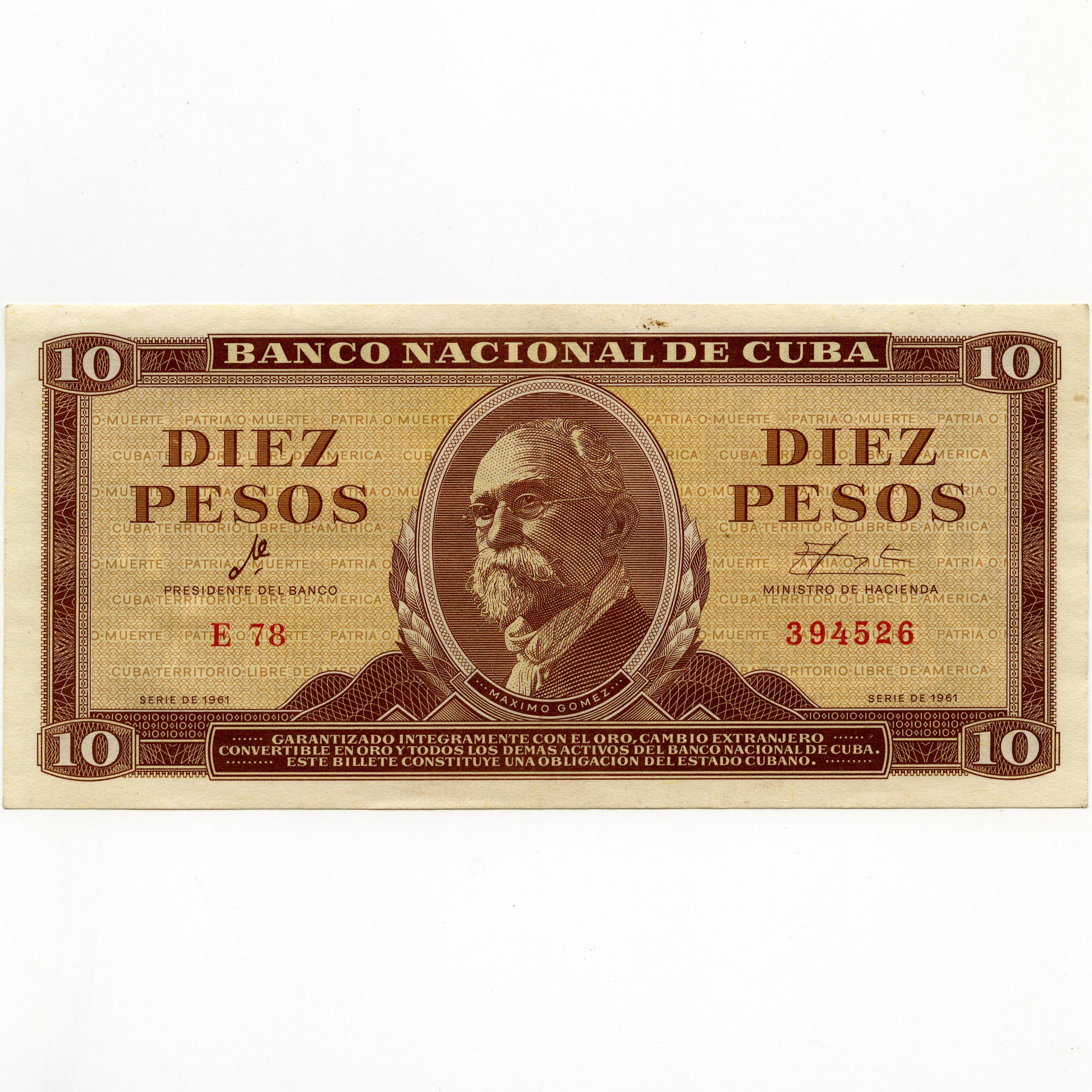 Cuba - 10 Pesos - E78 394526 avers Cuba - 10 Pesos - E78 394526 avers