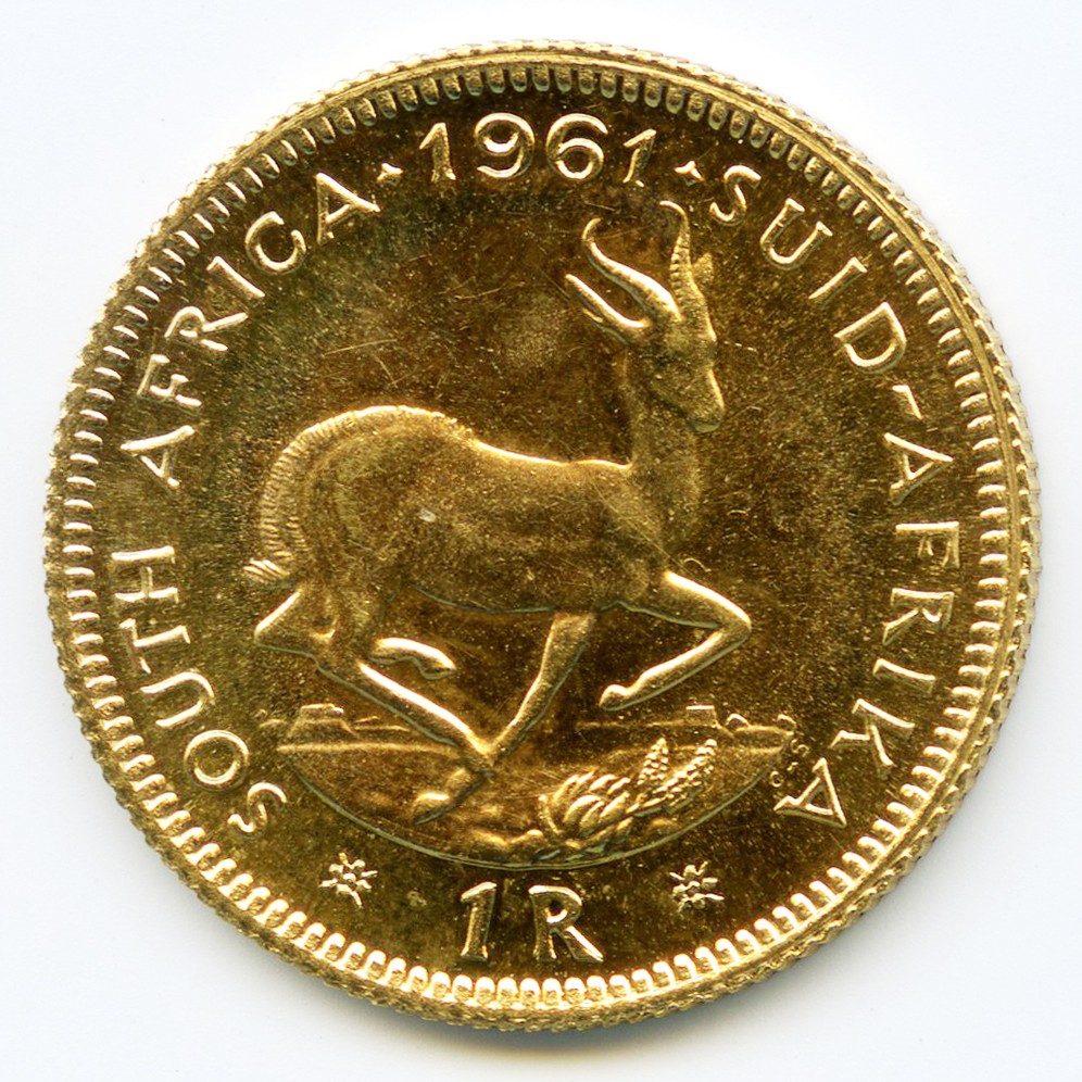 Afrique du Sud - 1 Rand Springbok - 1961 revers Afrique du Sud - 1 Rand Springbok - 1961 revers
