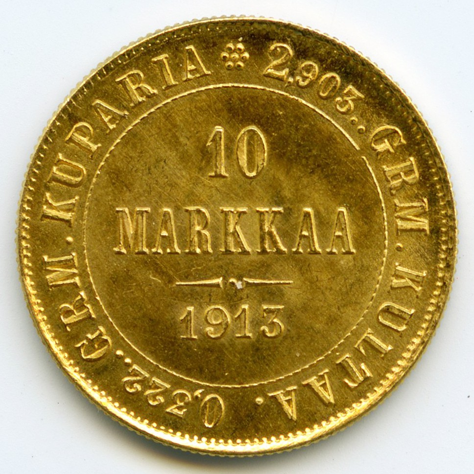 Finlande - 10 Markaa - 1913 revers