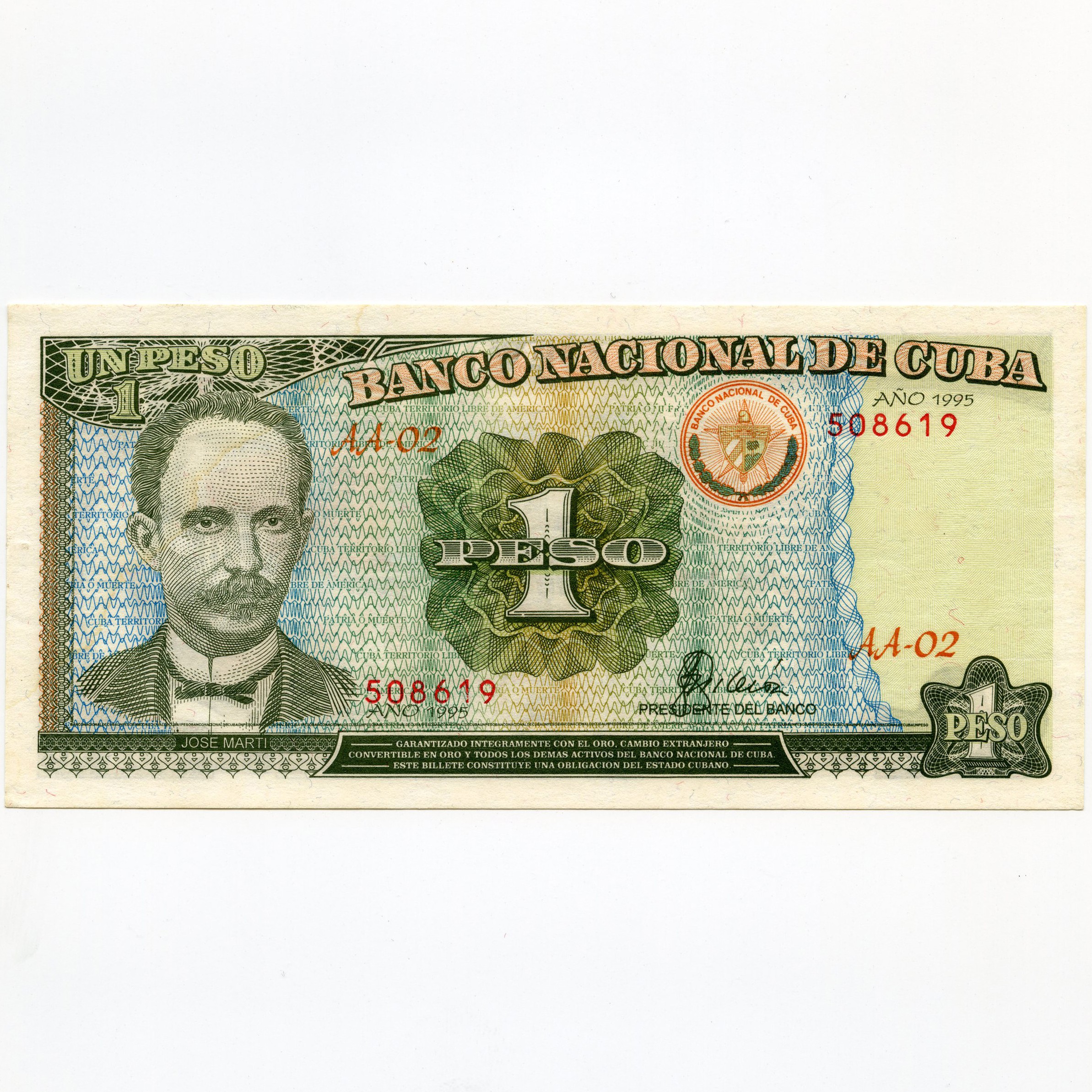 Cuba - 1 Peso - AA-02 508619 avers Cuba - 1 Peso - AA-02 508619 avers