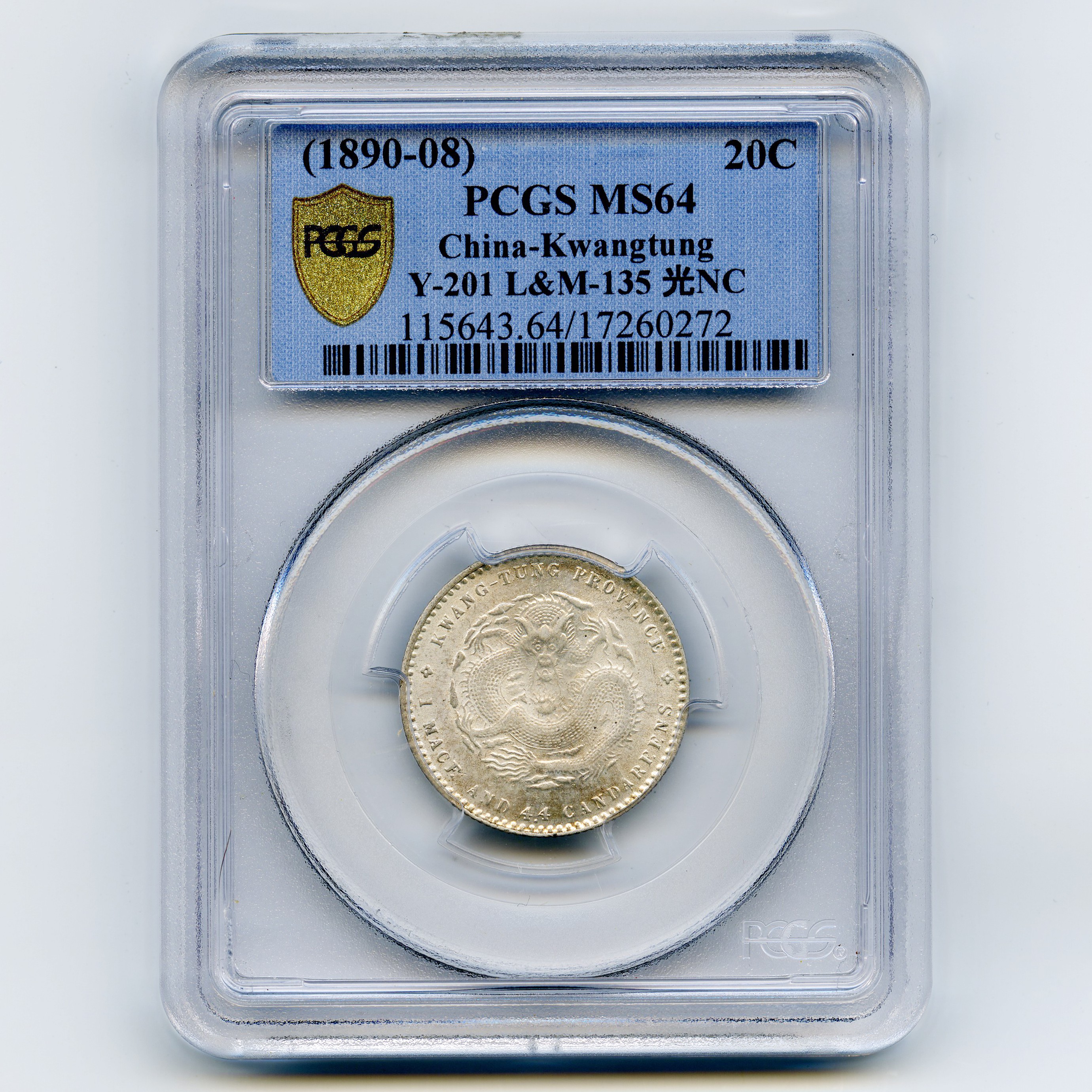 Chine - 20 Cents - 1890-1908 avers Chine - 20 Cents - 1890-1908 avers