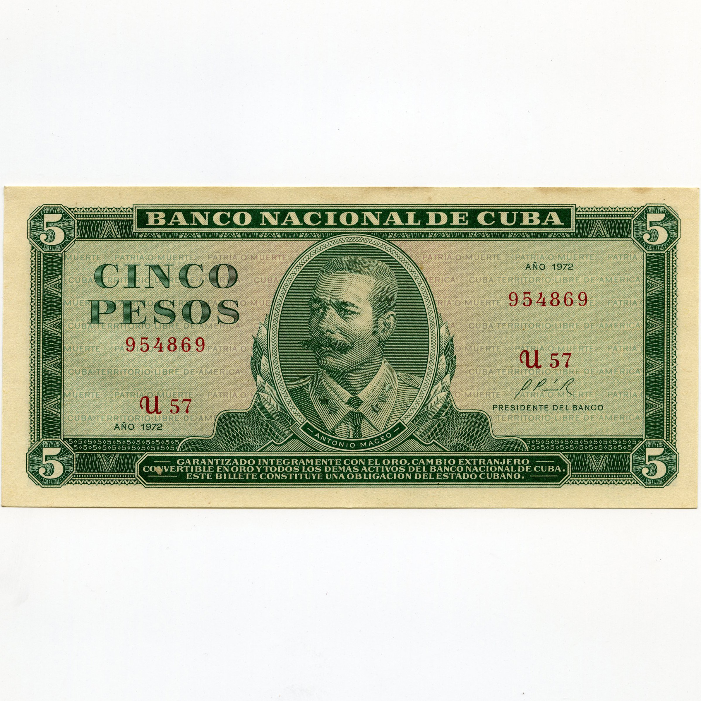 Cuba - 5 Pesos - U57 954869 avers Cuba - 5 Pesos - U57 954869 avers