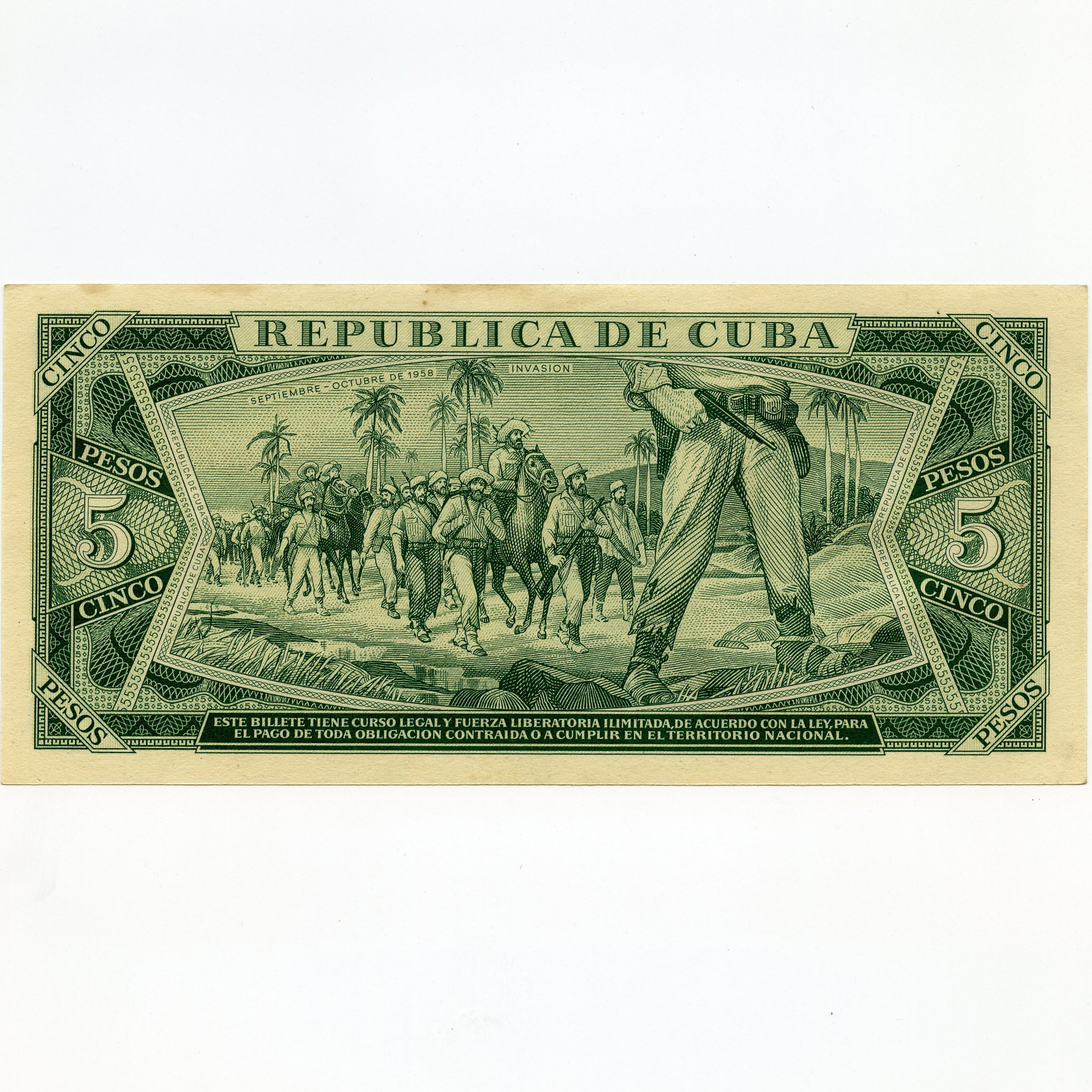 Cuba - 5 Pesos - U57 954869 revers Cuba - 5 Pesos - U57 954869 revers
