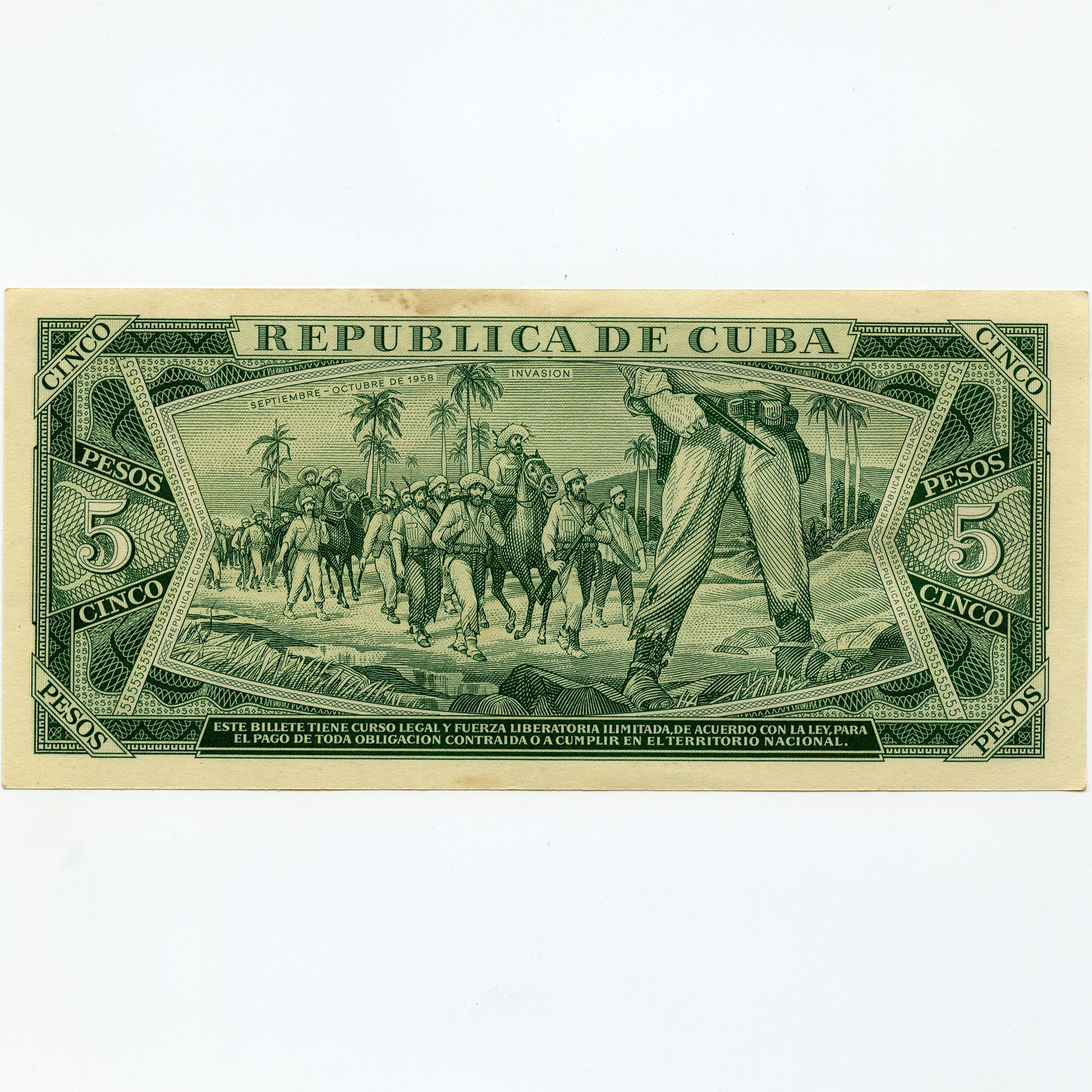 Cuba - 5 Pesos - U57 954870 revers Cuba - 5 Pesos - U57 954870 revers