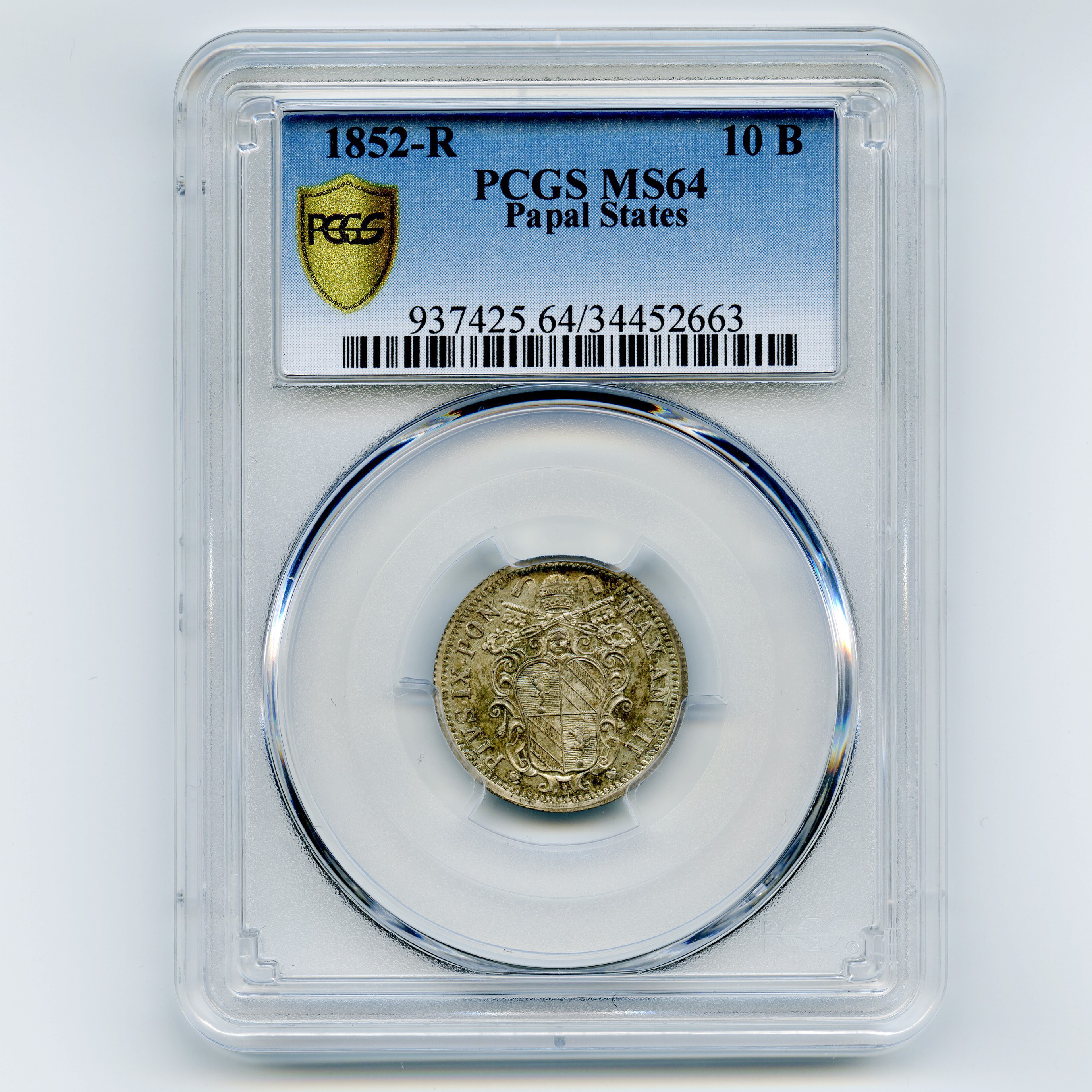 Italie - Pio IX - 10 Baiocchi - 1852 avers Italie - Pio IX - 10 Baiocchi - 1852 avers
