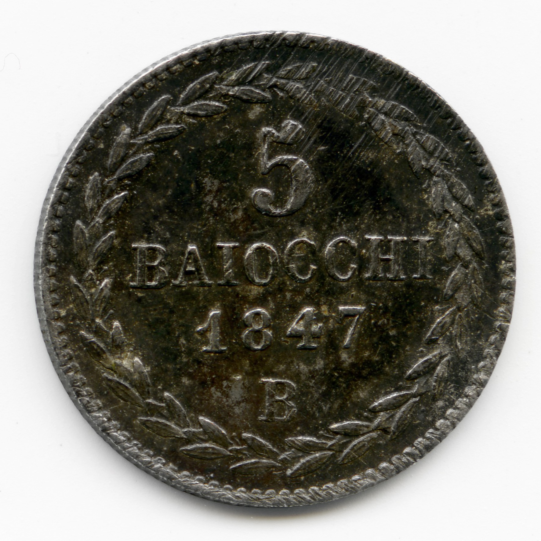 Italie - Pio IX - 5 Baiocchi - 1847 revers