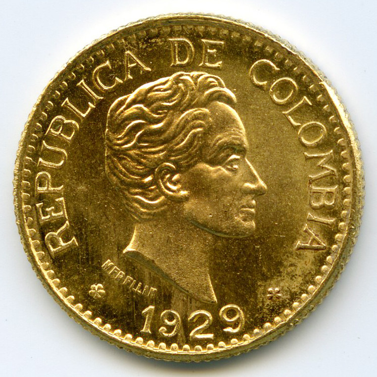 Colombie - 5 Pesos - 1929 avers