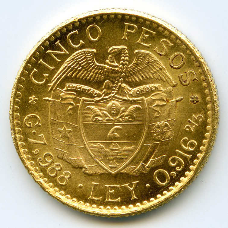 Colombie - 5 Pesos - 1929 revers