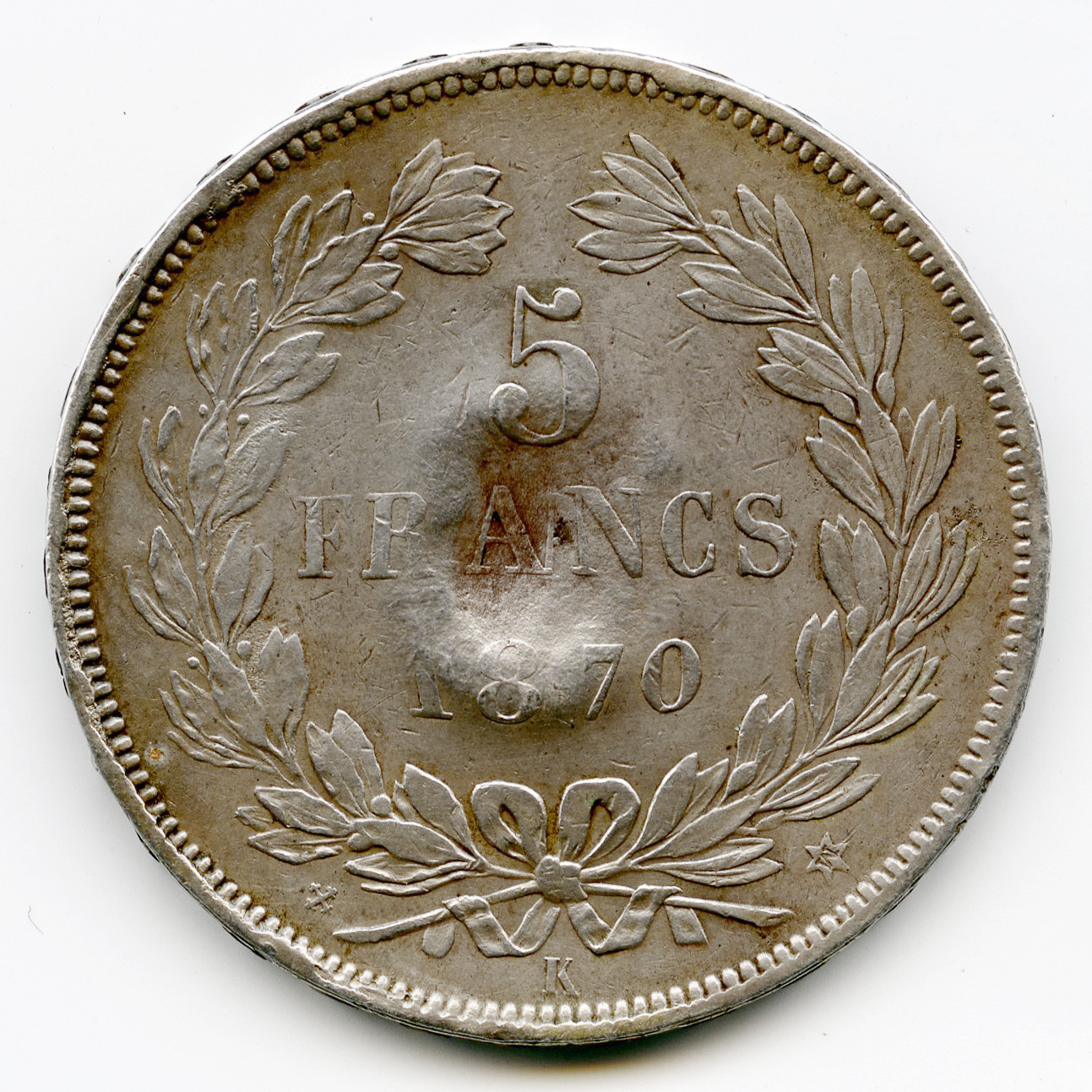 5 Francs Cérès - 1870 K revers