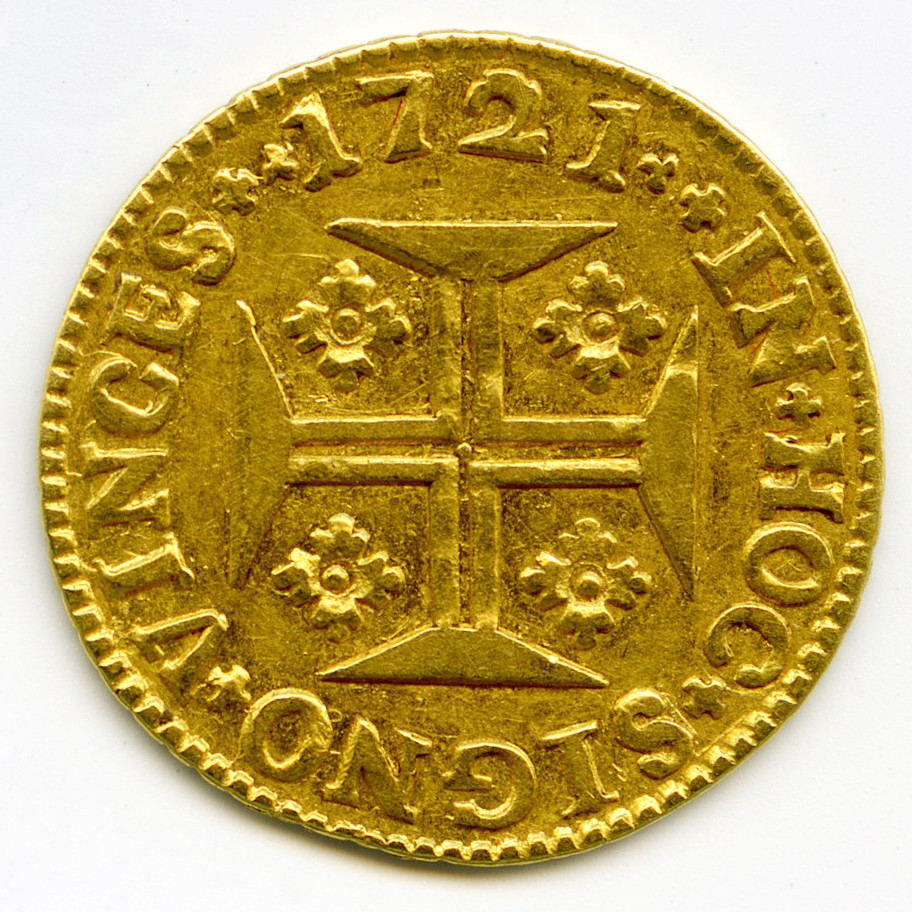 Portugal - 1 000 Reis - 1721 revers Portugal - 1 000 Reis - 1721 revers