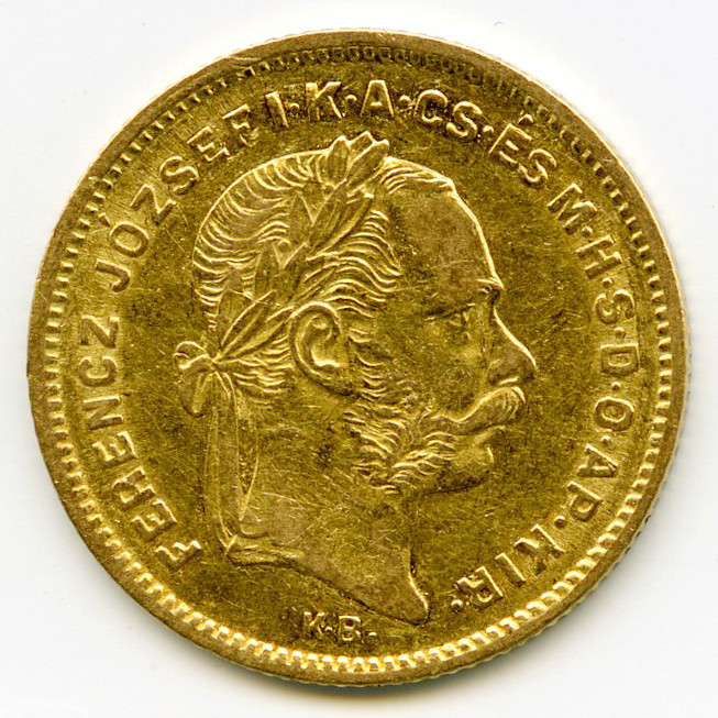 Hongrie - 10 Frs - 4 Forint - 1870 avers Hongrie - 10 Frs - 4 Forint - 1870 avers