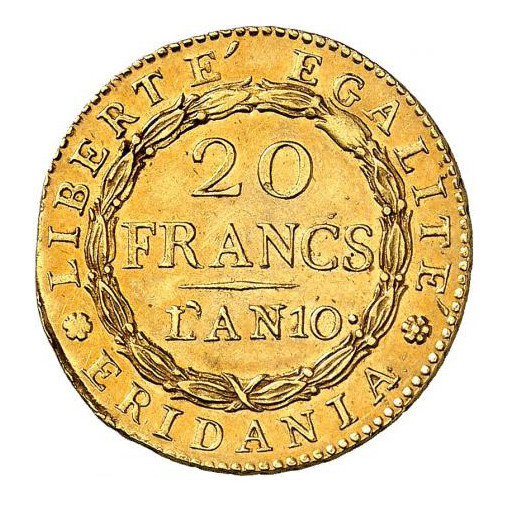 Italie - 20 Francs Marengo - L'An 10 revers Italie - 20 Francs Marengo - L'An 10 revers