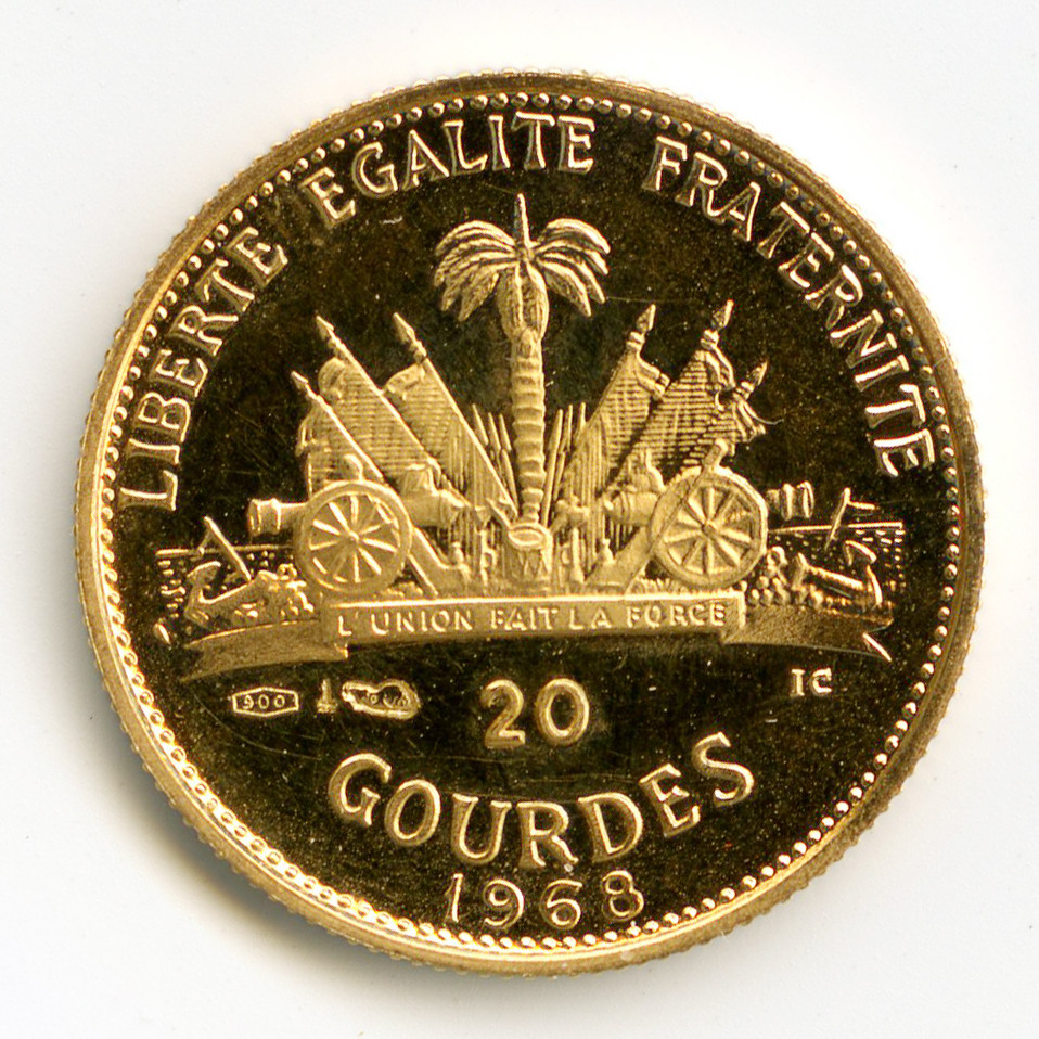 Haïti - 20 Gourdes or - 1968 revers Haïti - 20 Gourdes or - 1968 revers