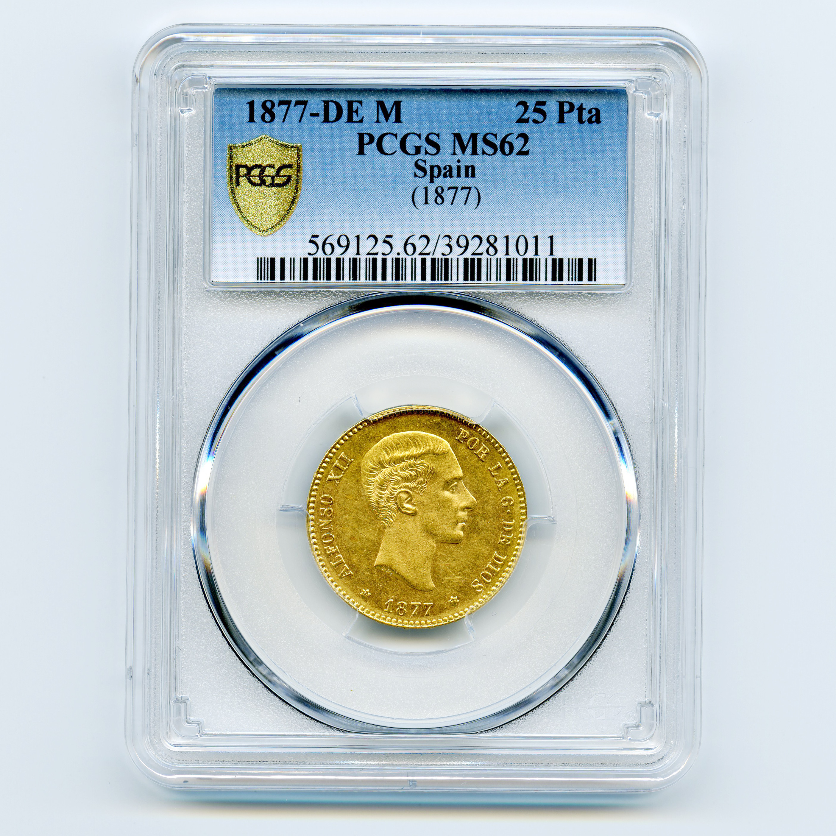ESPAGNE - 25 PESETAS - 1877 DE M avers ESPAGNE - 25 PESETAS - 1877 DE M avers