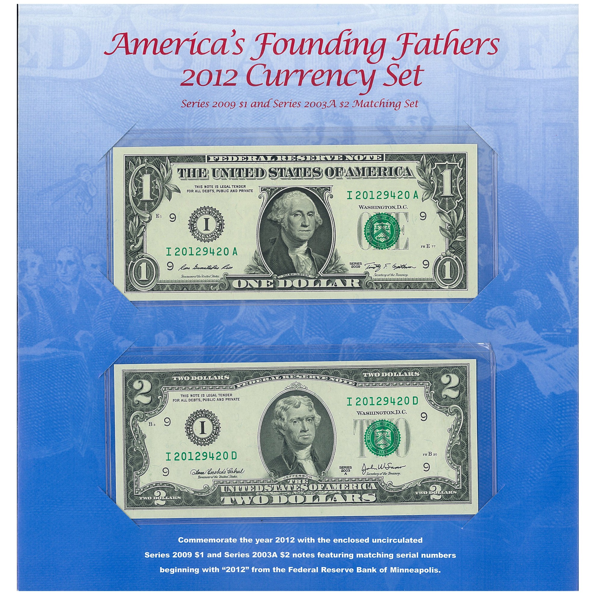 USA - 1 et 2 Dollars - 2012 revers USA - 1 et 2 Dollars - 2012 revers