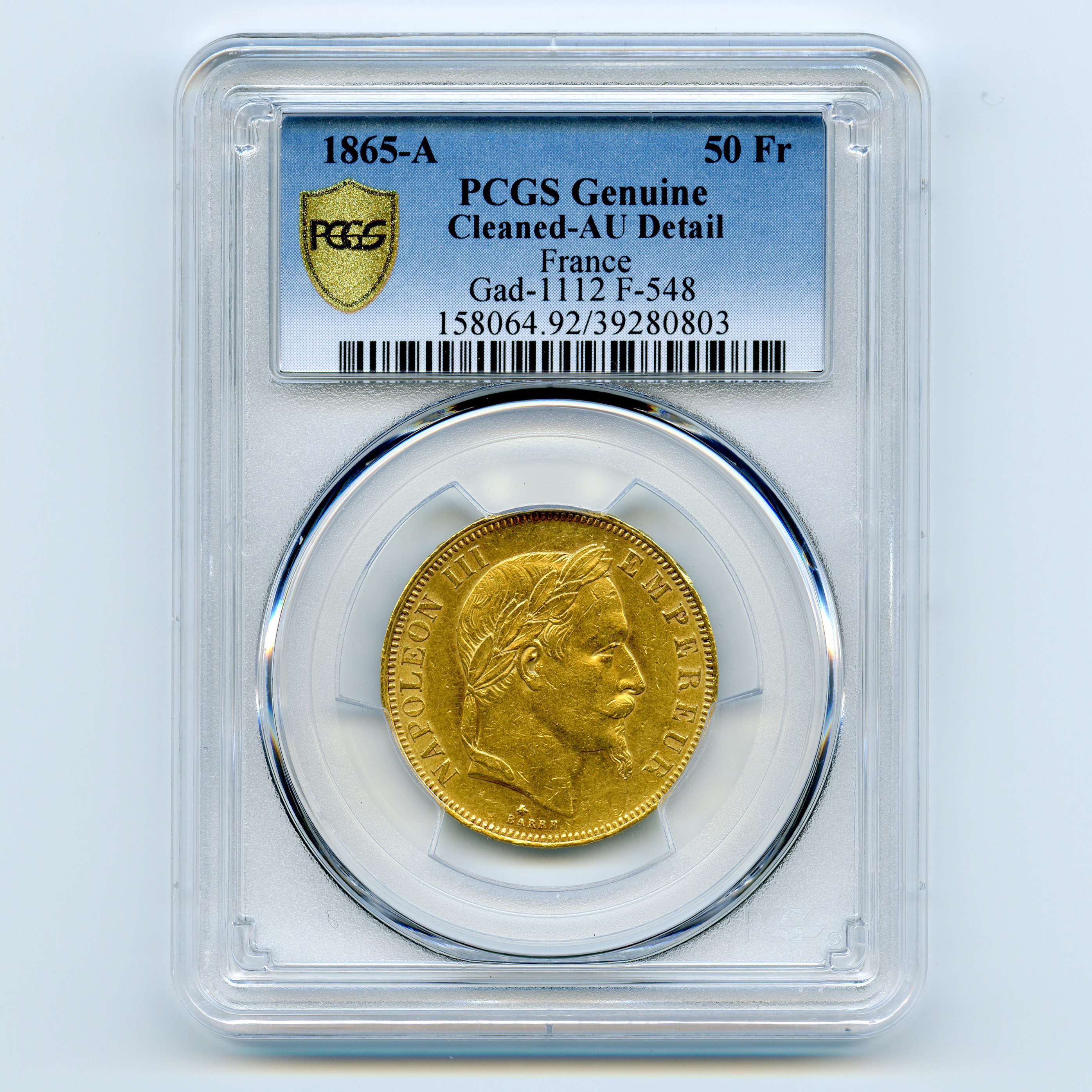 Napoléon III - 50 Francs - 1865 A avers Napoléon III - 50 Francs - 1865 A avers