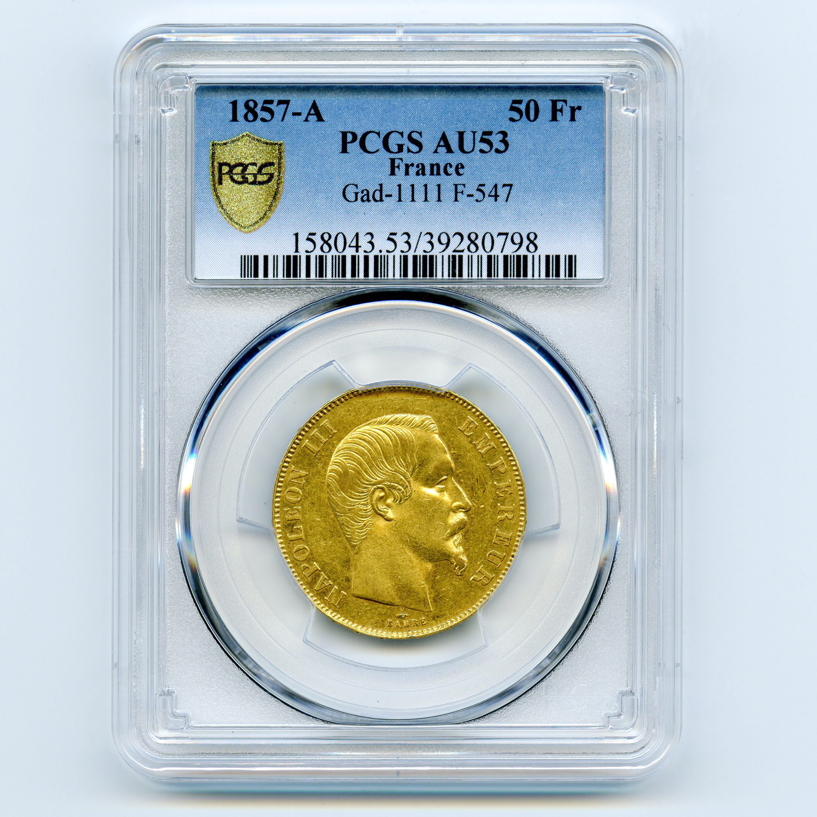 Napoléon III - 50 Francs - 1857 A avers Napoléon III - 50 Francs - 1857 A avers