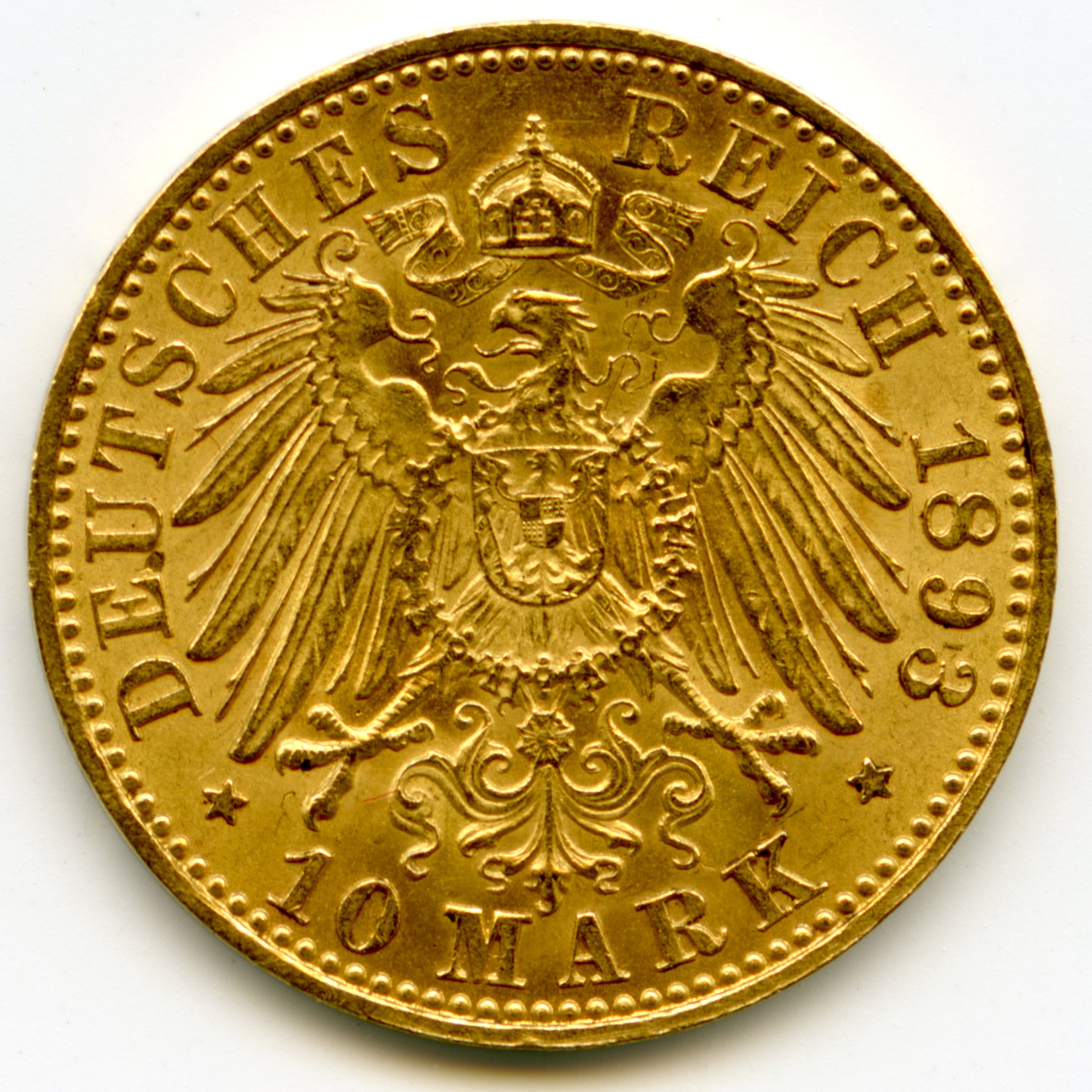 Allemagne - 10 Mark - 1893 revers Allemagne - 10 Mark - 1893 revers