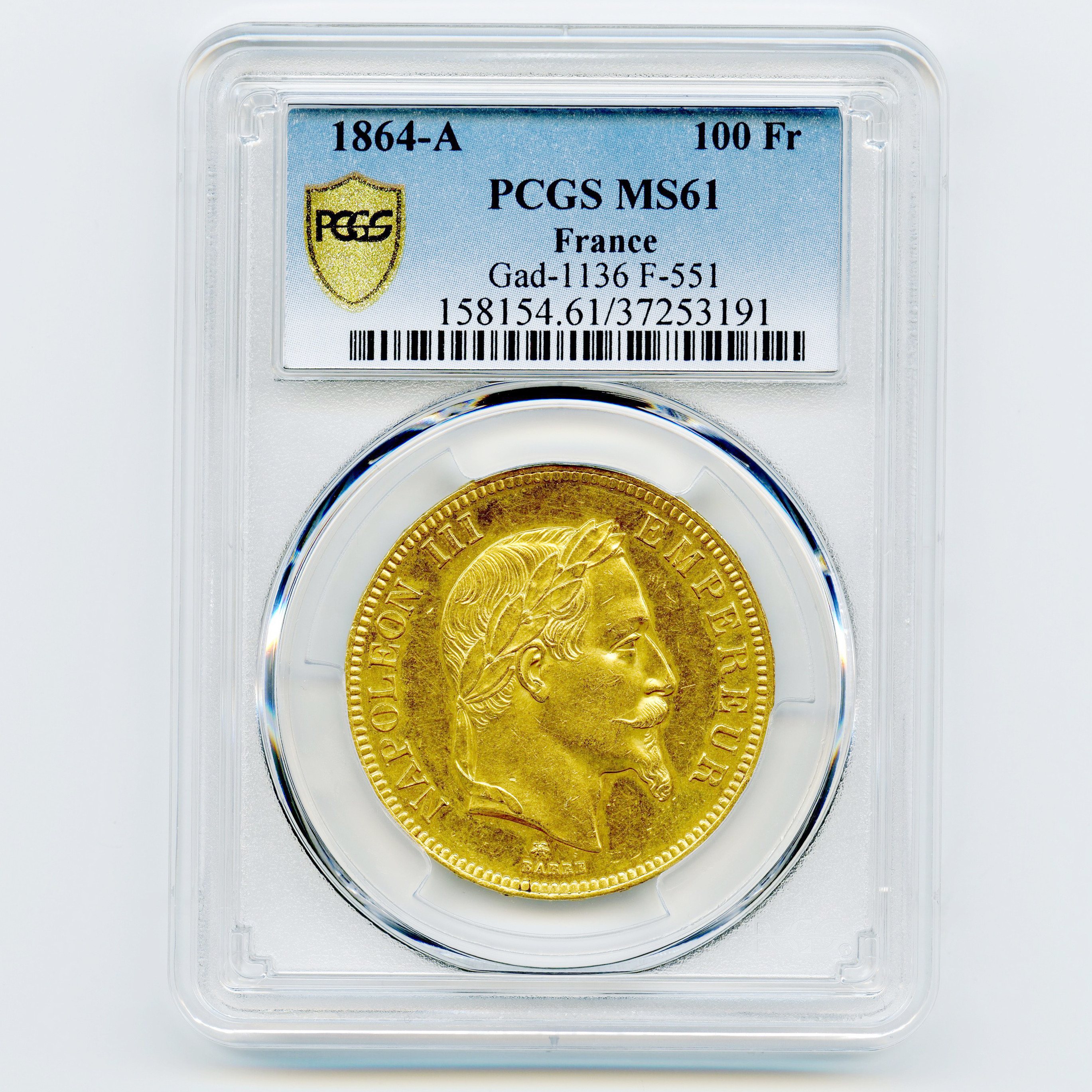 Napoléon III - 100 Francs - 1864 A avers Napoléon III - 100 Francs - 1864 A avers