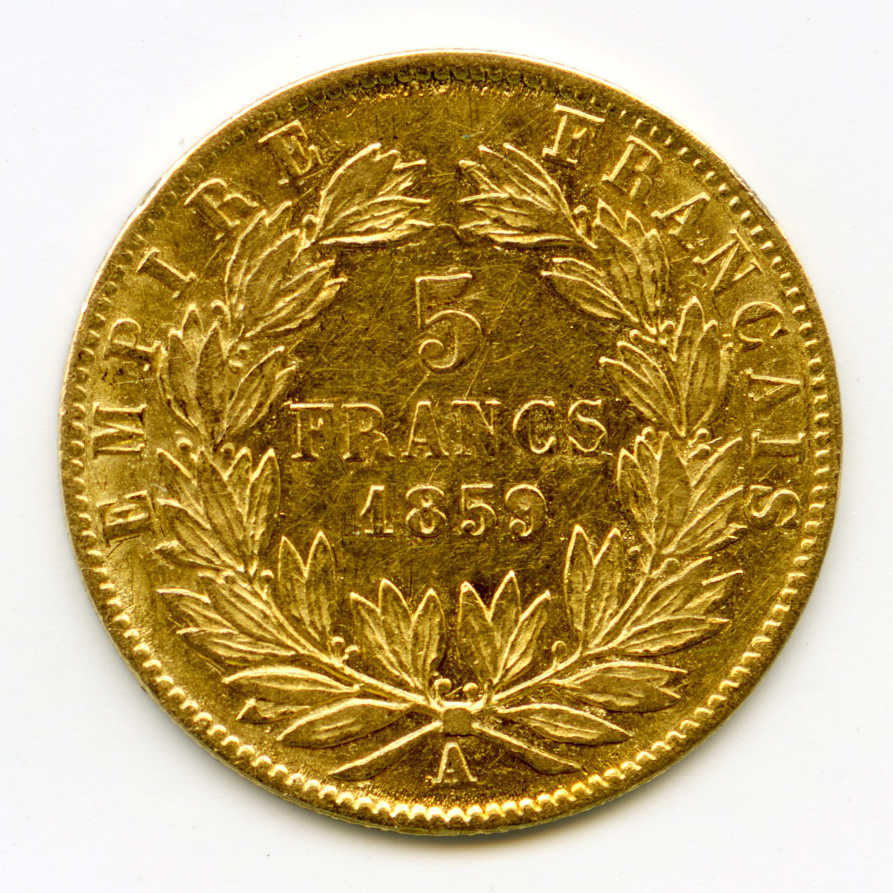 Napoléon III - 5 Francs - 1859 A revers Napoléon III - 5 Francs - 1859 A revers