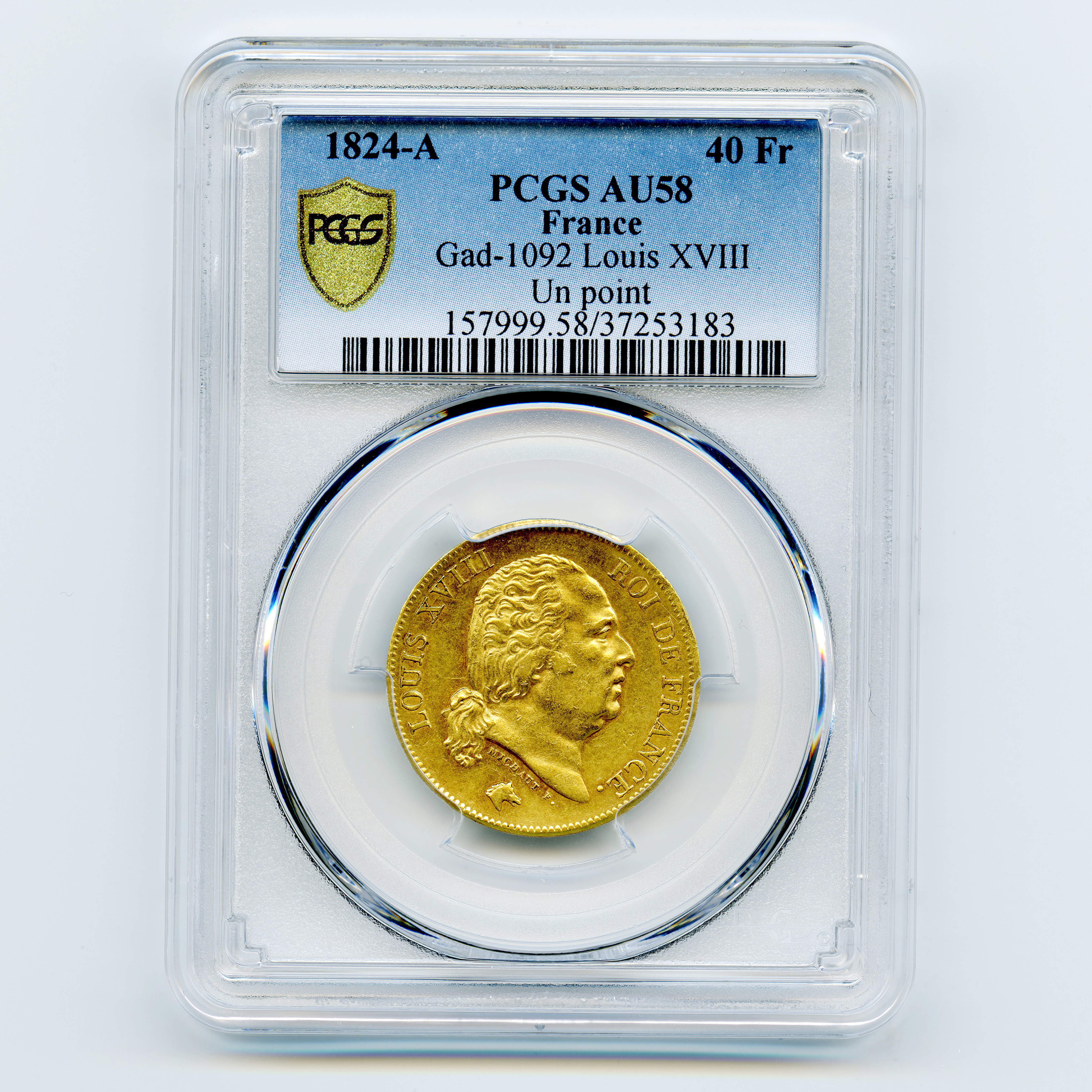 Louis XVIII - 40 Francs - 1824 A avers Louis XVIII - 40 Francs - 1824 A avers