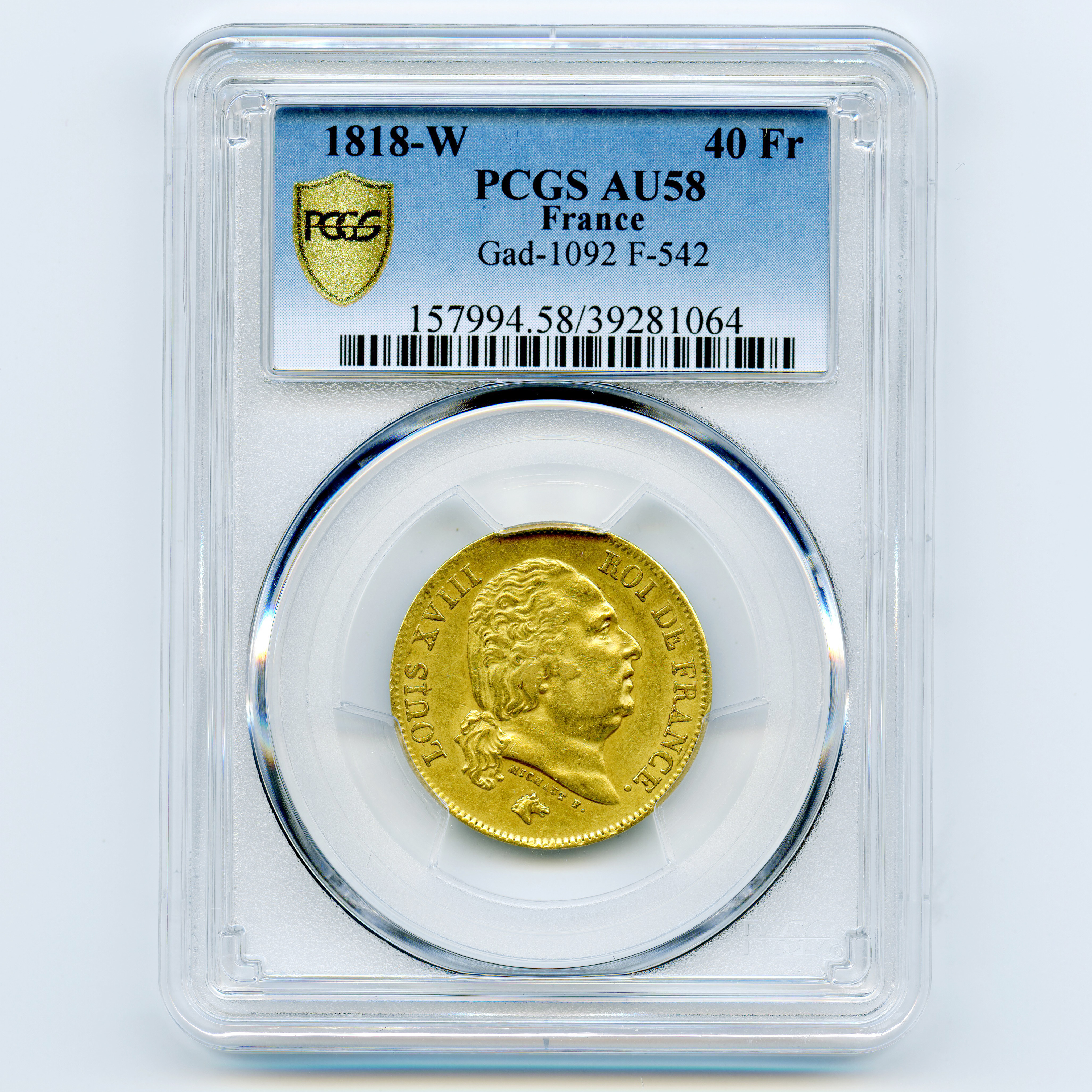 Louis XVIII - 40 Francs - 1818 W avers Louis XVIII - 40 Francs - 1818 W avers