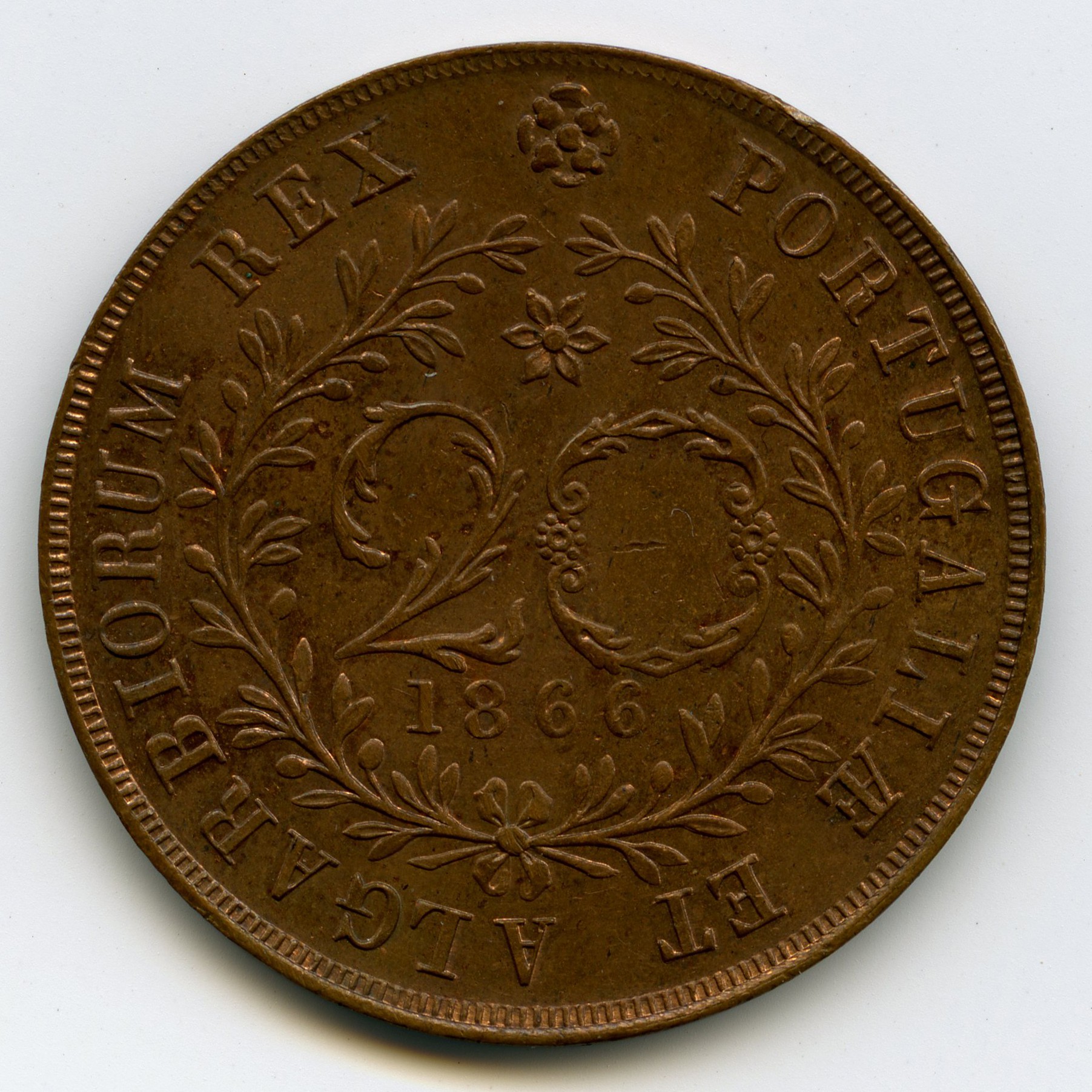 Portugal - Açores - 20 Réis - 1866 revers