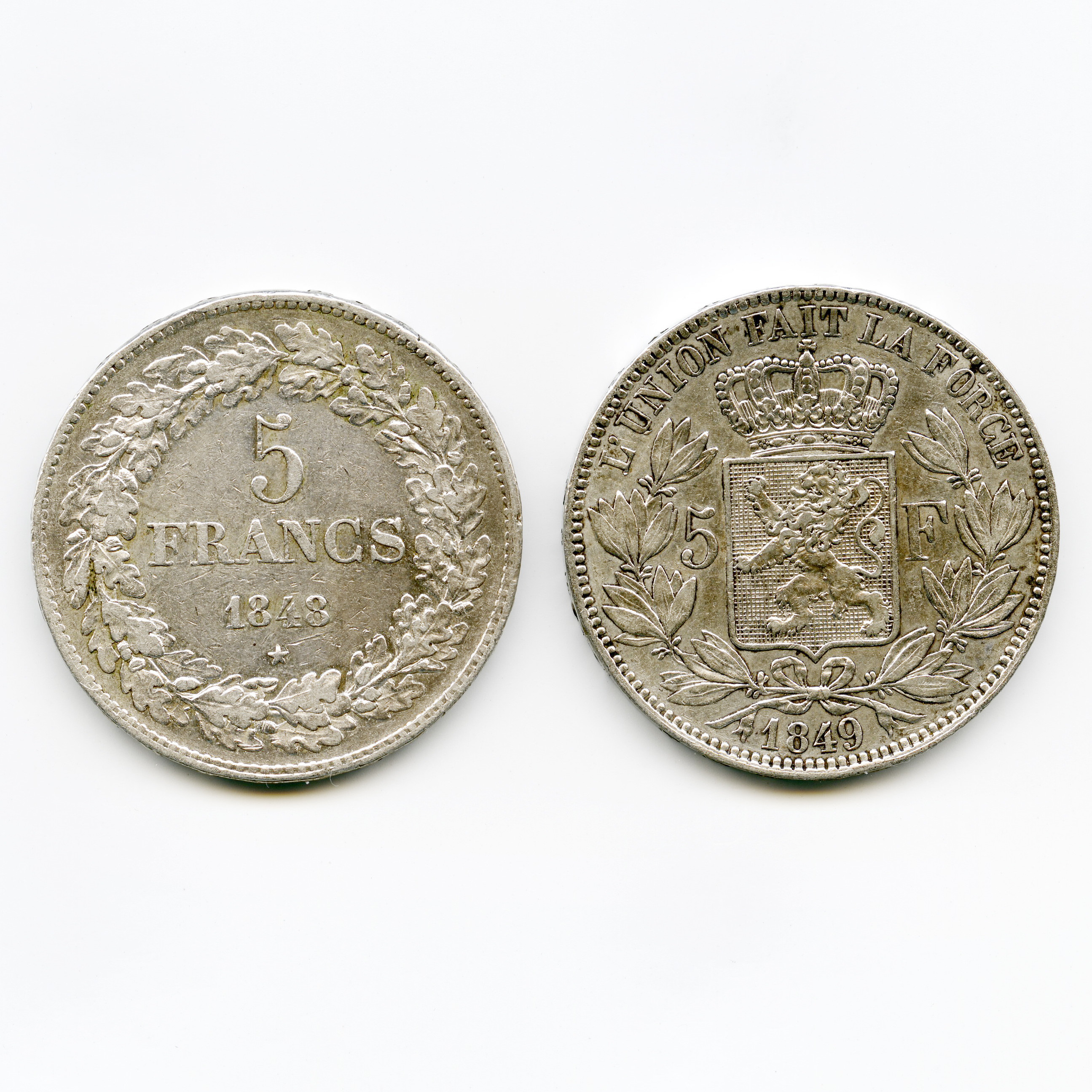 Belgique - 5 Francs - 1848 - 1849 revers