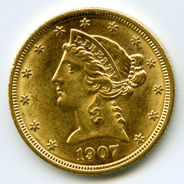 USA - 5 Dollars - 1907 avers USA - 5 Dollars - 1907 avers